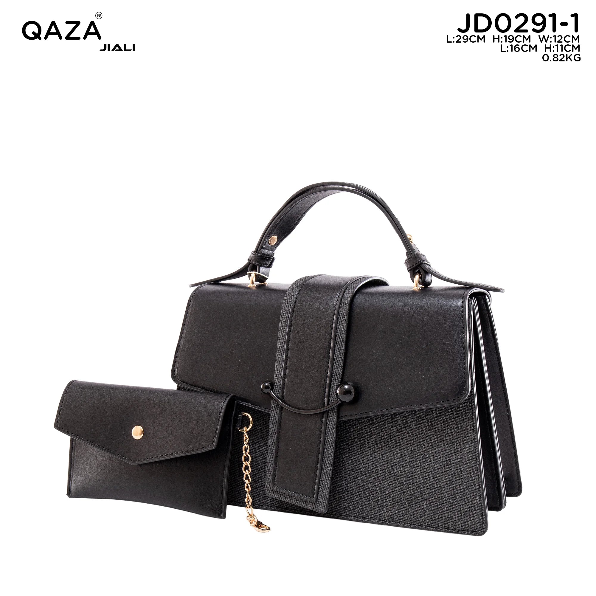 QAZA JD0291-1 Women PU Leather 2-in-1 Saddle Tote Handbag Set