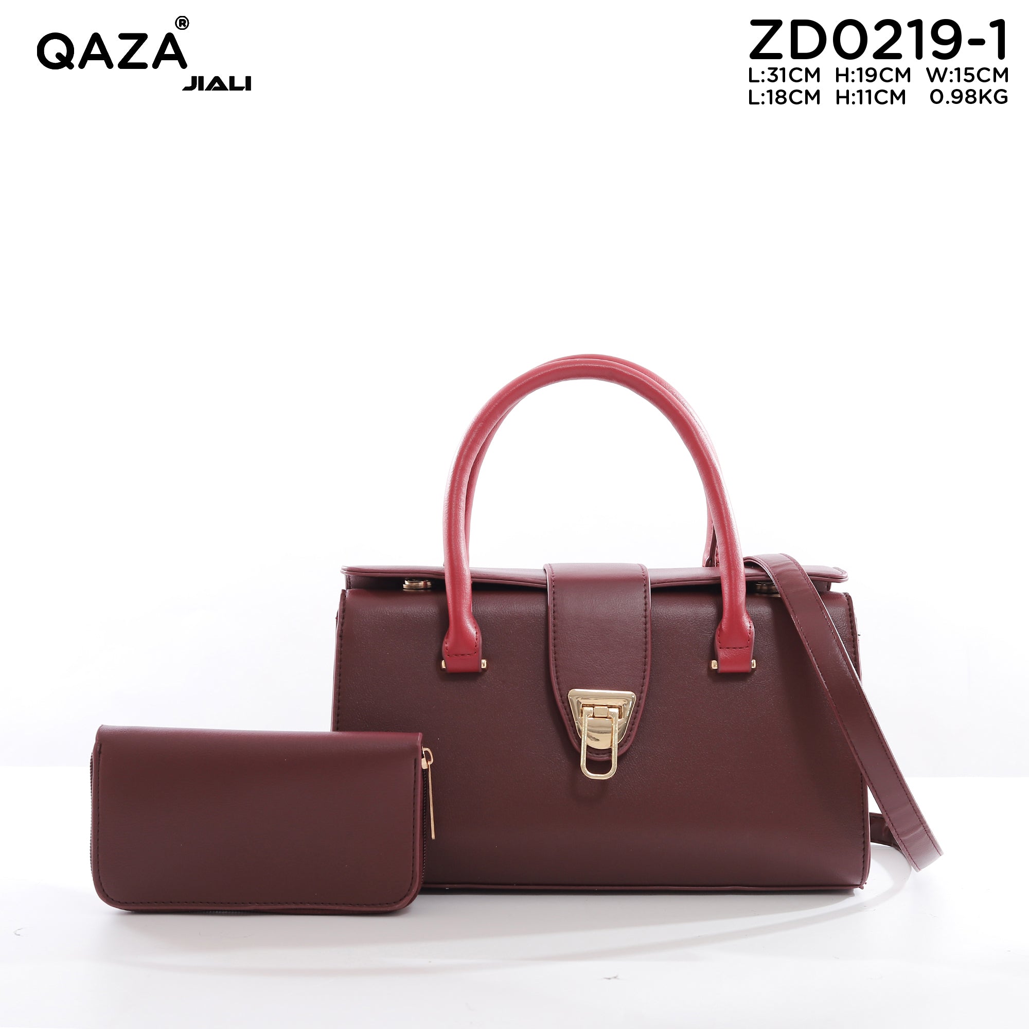 QAZA ZD0219-1 Women PU Leather Alligator Pattern Tote Bag Set