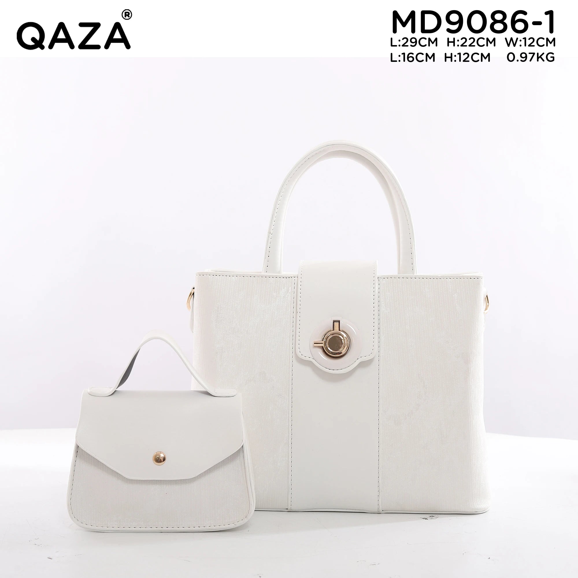 QAZA MD9086-1 Women PU Leather Striped Casual Tote Bag