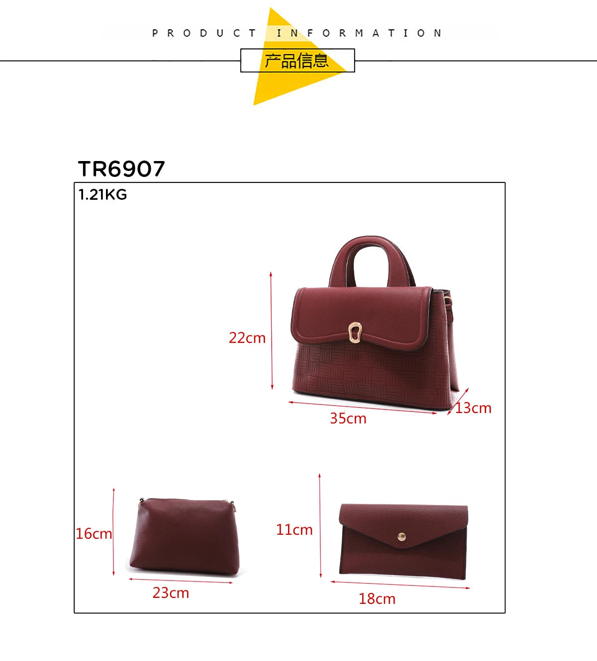 QAZA TR6907 Women PU Leather Crocodile Pattern Tote Bag Set