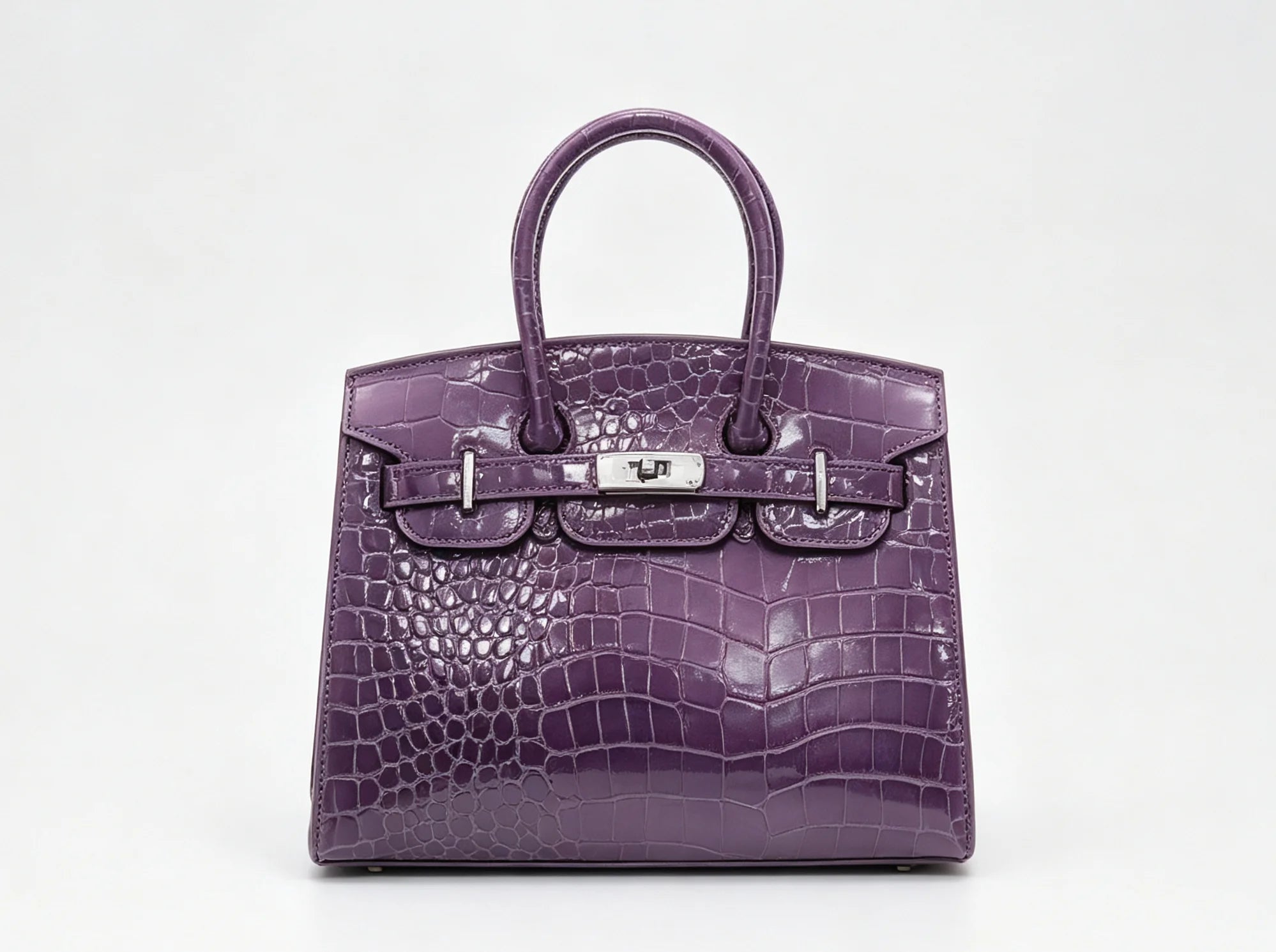 Women PU Leather Croc Embossed Top Handle Shoulder Bag WD3260