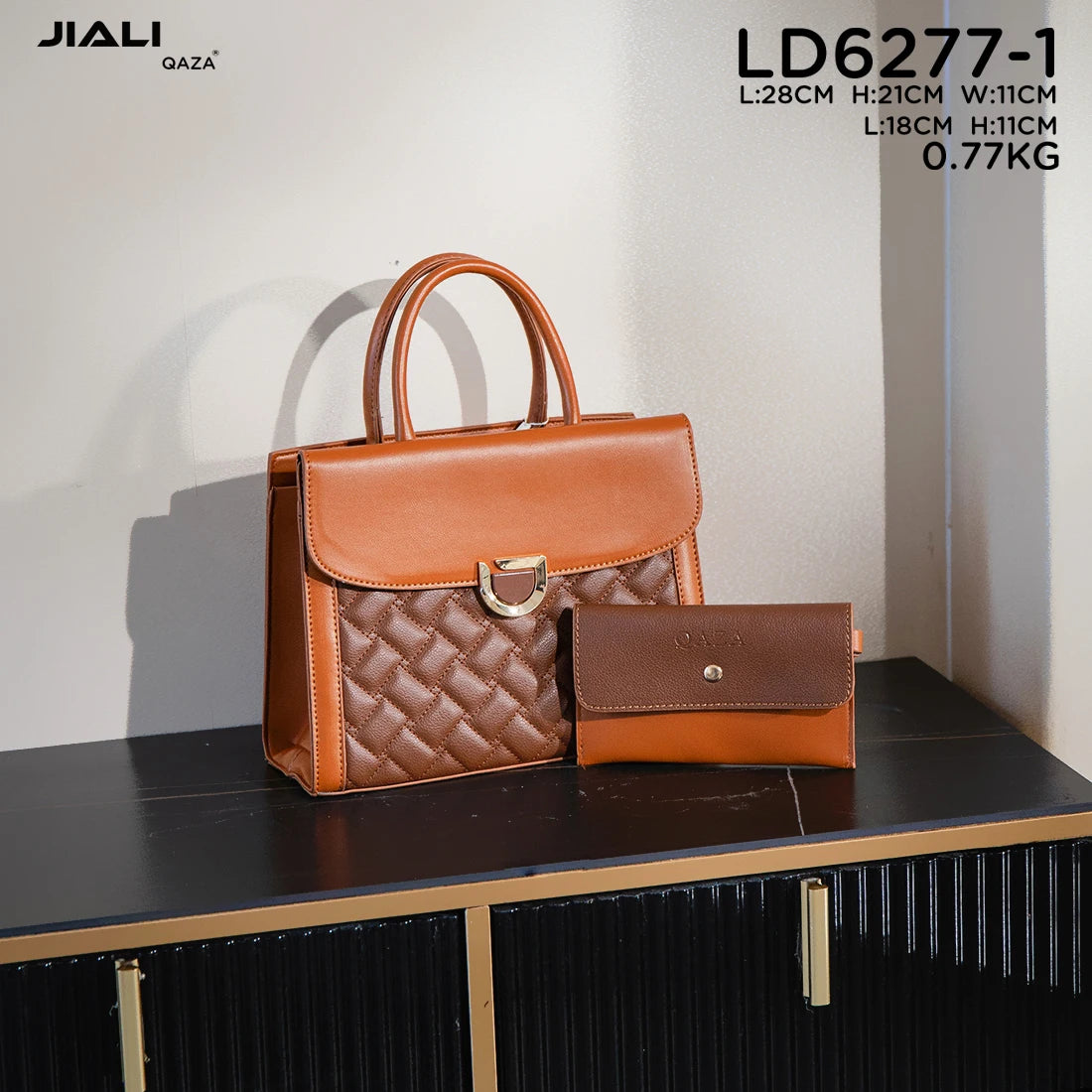 QAZA LD6277-1 Women PU Leather Geometric Crossbody Shoulder Handbag