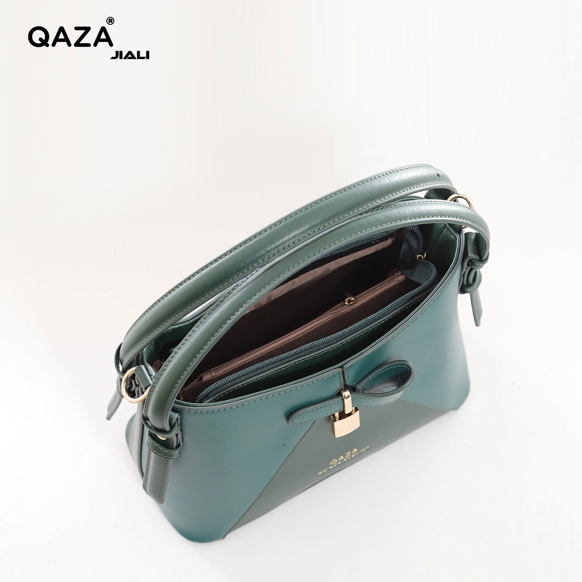 QAZA MD3264-1 Women PU Leather Contrast Splicing Top Handle Crossbody Bag Set