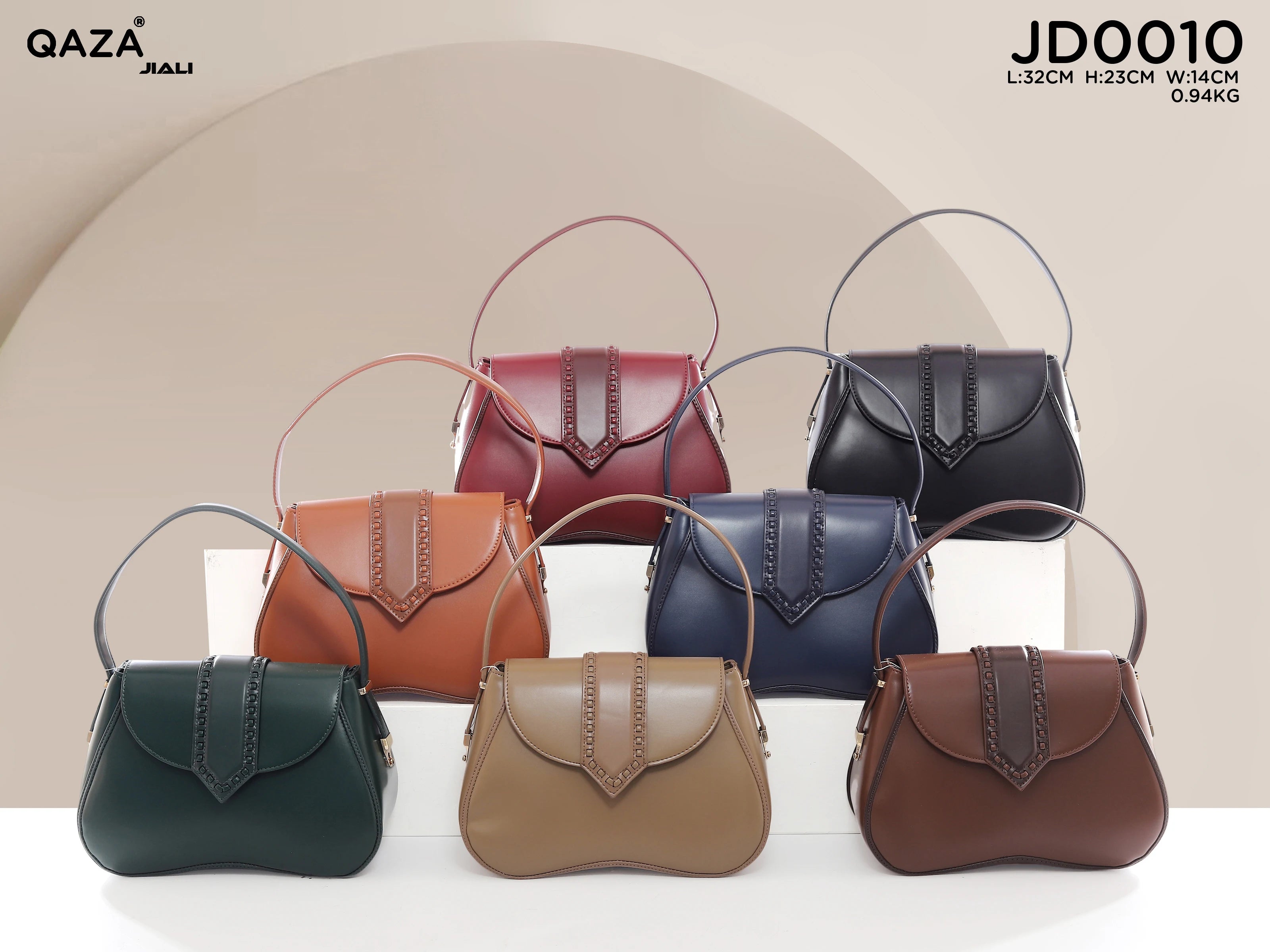 QAZA Women PU Leather Retro Rivet Flap Underarm Shoulder Handbag