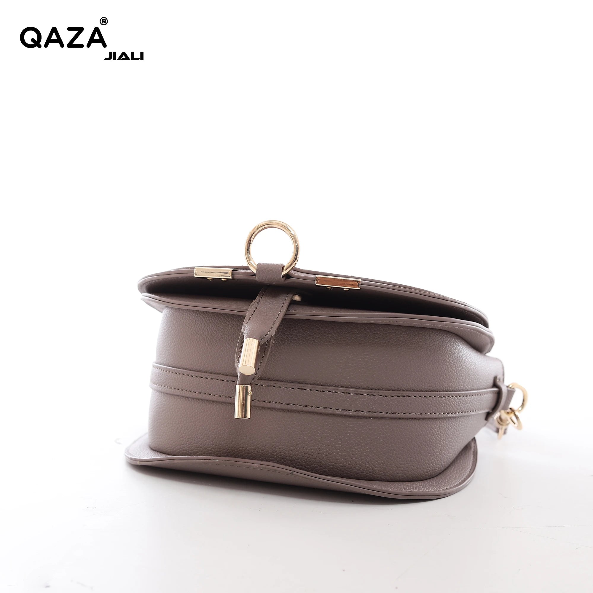 QAZA JD444 Women PU Leather Horseshoe Stitching Saddle Crossbody Bag