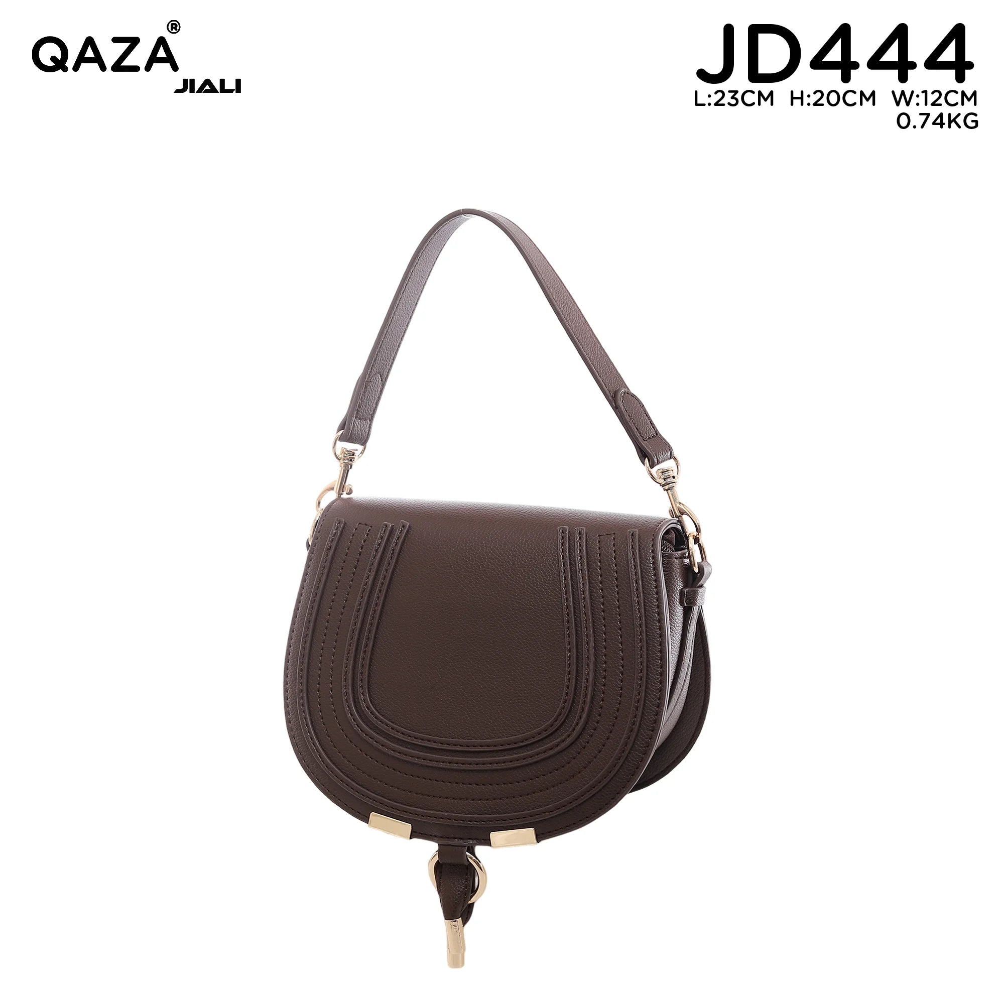 QAZA JD444 Women PU Leather Horseshoe Stitching Saddle Crossbody Bag