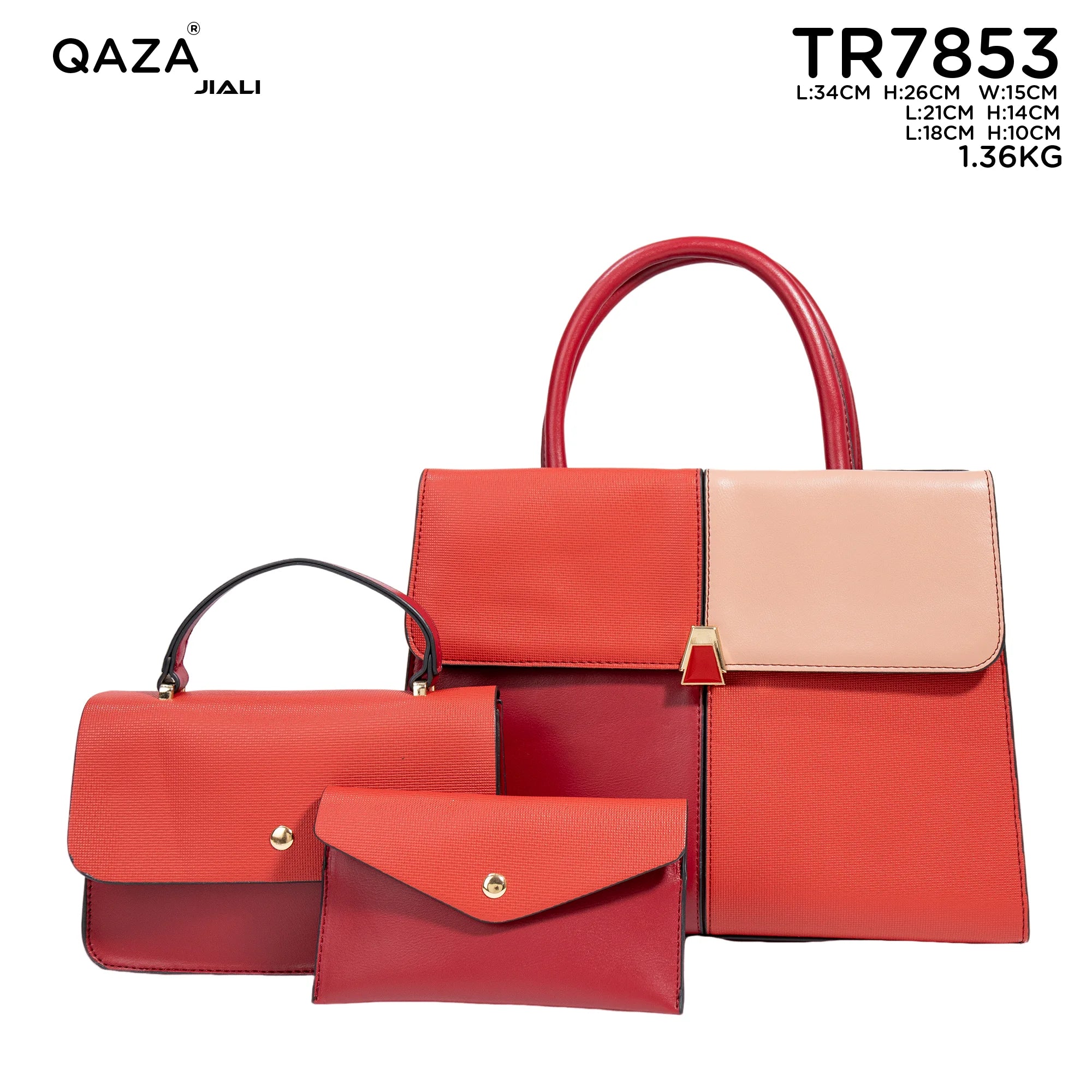 QAZA TR7853 Women PU Leather Crocodile Pattern Tote Bag Set