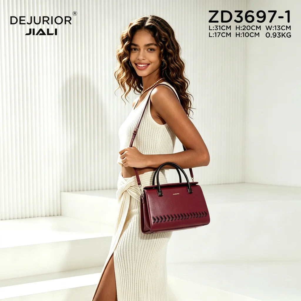 QAZA Women PU Leather 2-in-1 Quilted Tote Shoulder Handbag Set