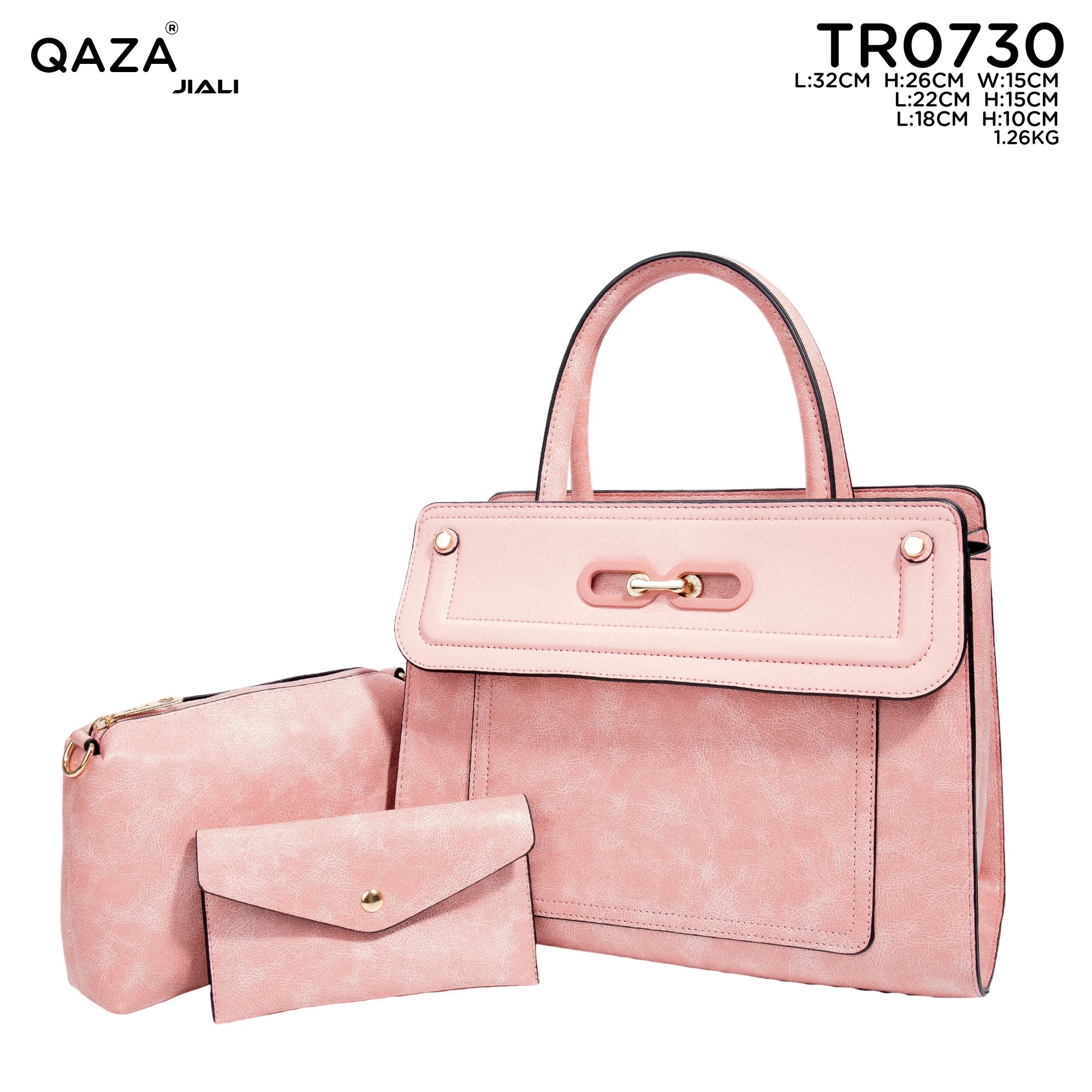 QAZA TR0730 Women PU Leather Crocodile Marble Pattern Tote Bag Set