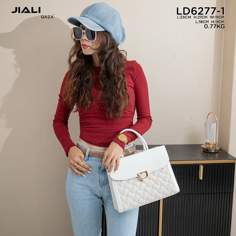 QAZA LD6277-1 Women PU Leather Geometric Crossbody Shoulder Handbag