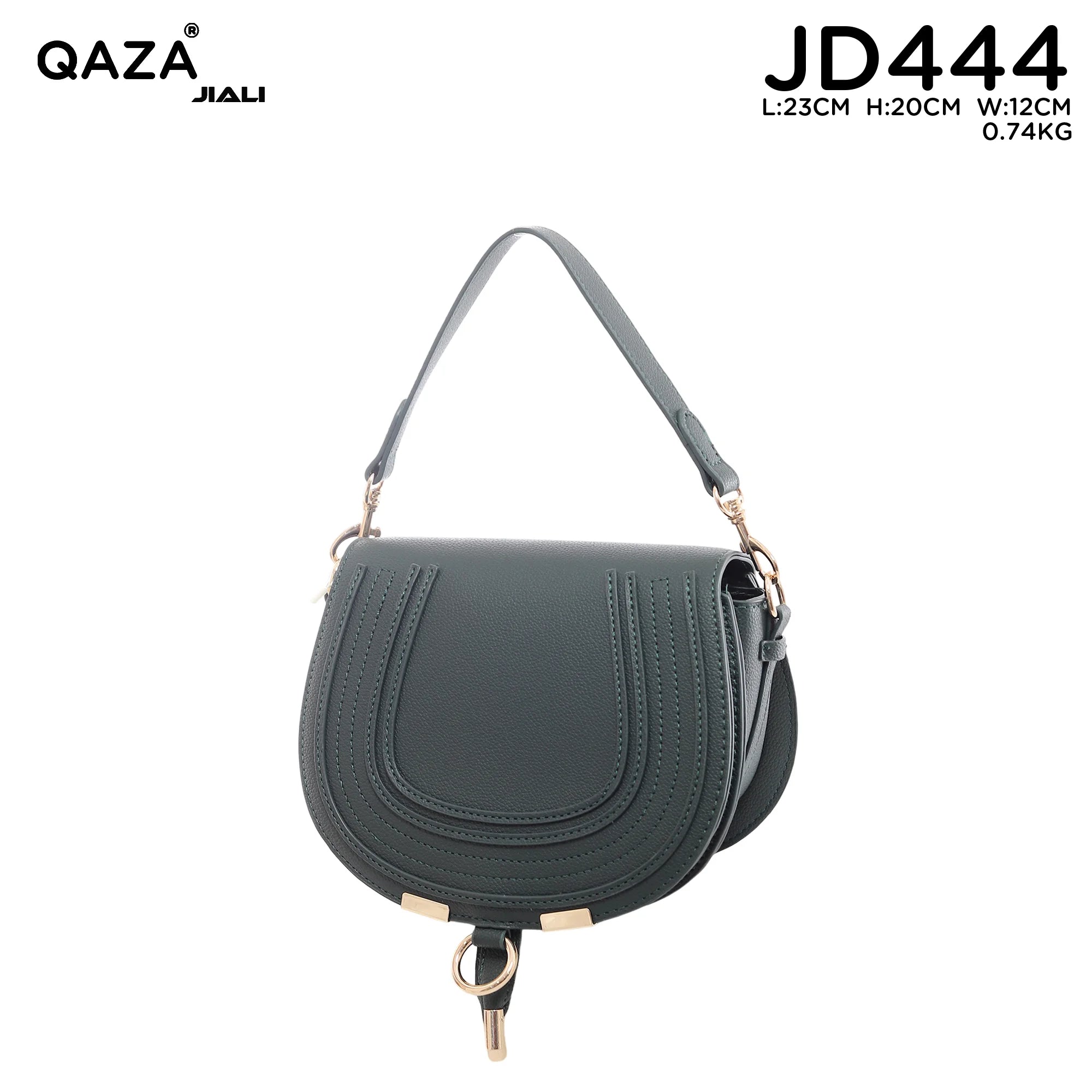QAZA JD444 Women PU Leather Horseshoe Stitching Saddle Crossbody Bag