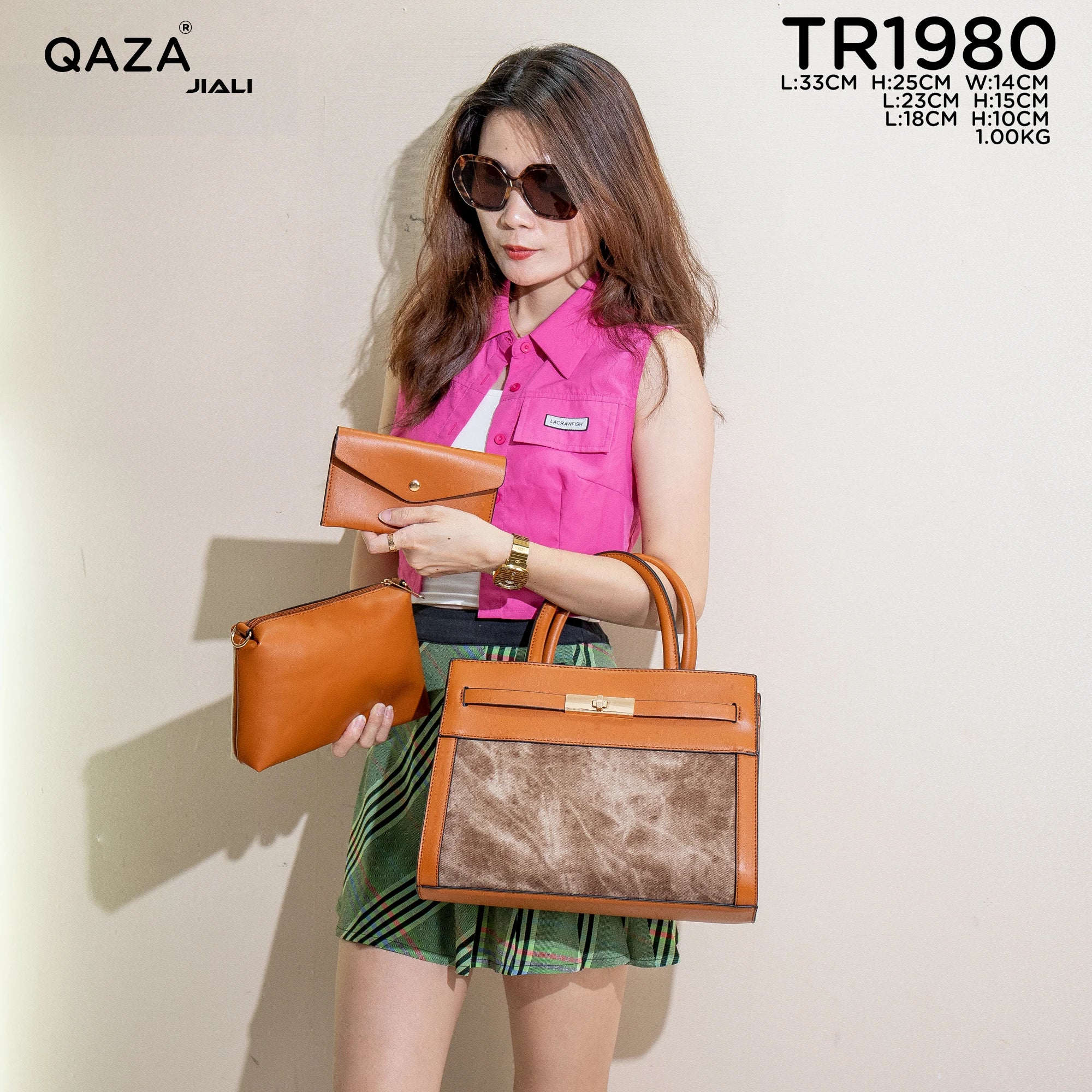 Women PU Leather Marble Pattern 3-in-1 Tote Bag Set