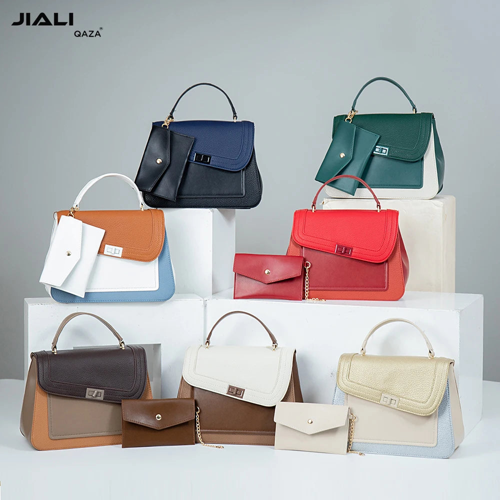 QAZA JD0370-1 Women PU Leather 2-in-1 Tote Bag with Coin Purse