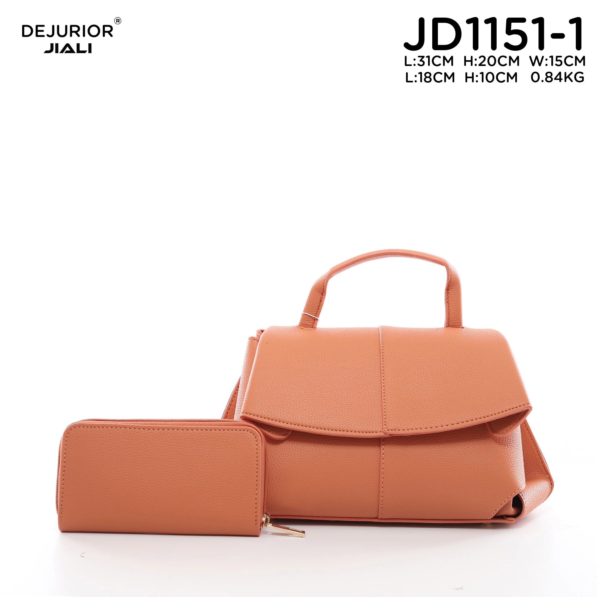 QAZA JD1151-1 Women PU Leather Color Block Tote Shoulder Bag Set