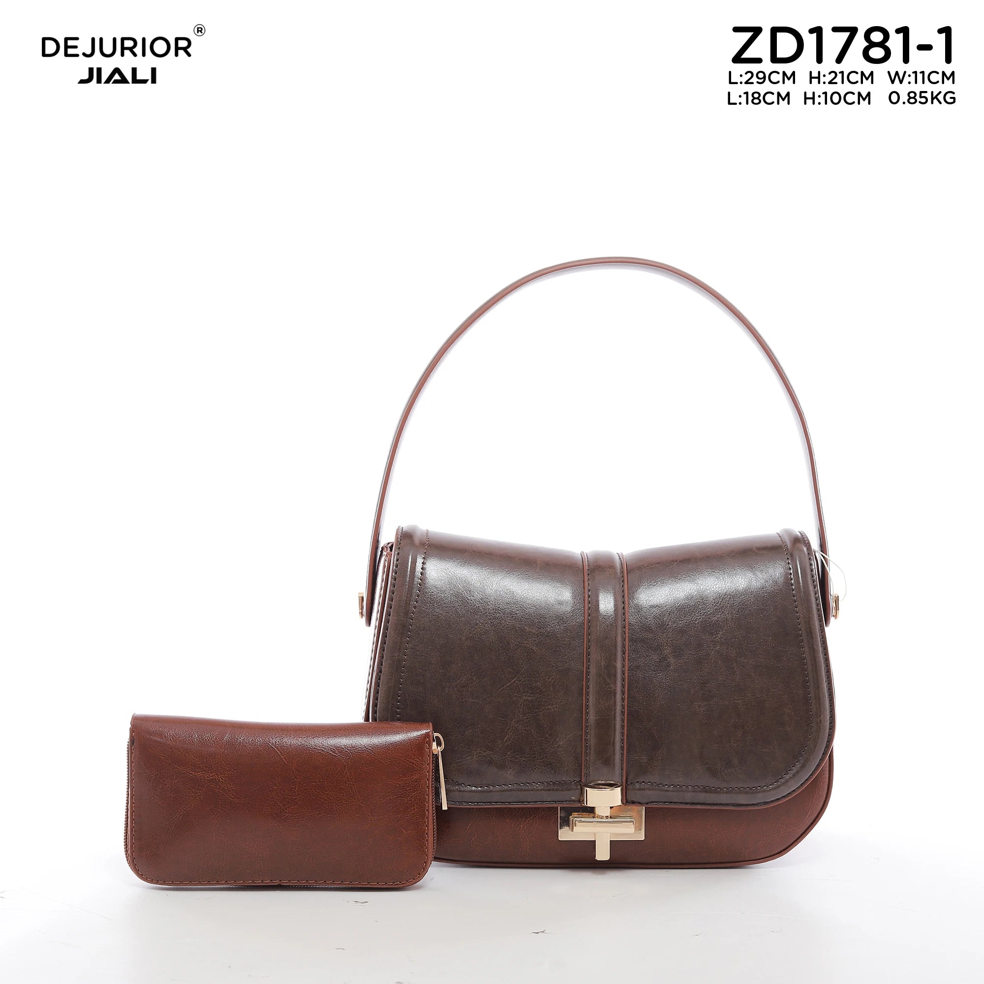 QAZA ZD1781-1 Women PU Leather Vintage 2-in-1 Shoulder Crossbody Bag