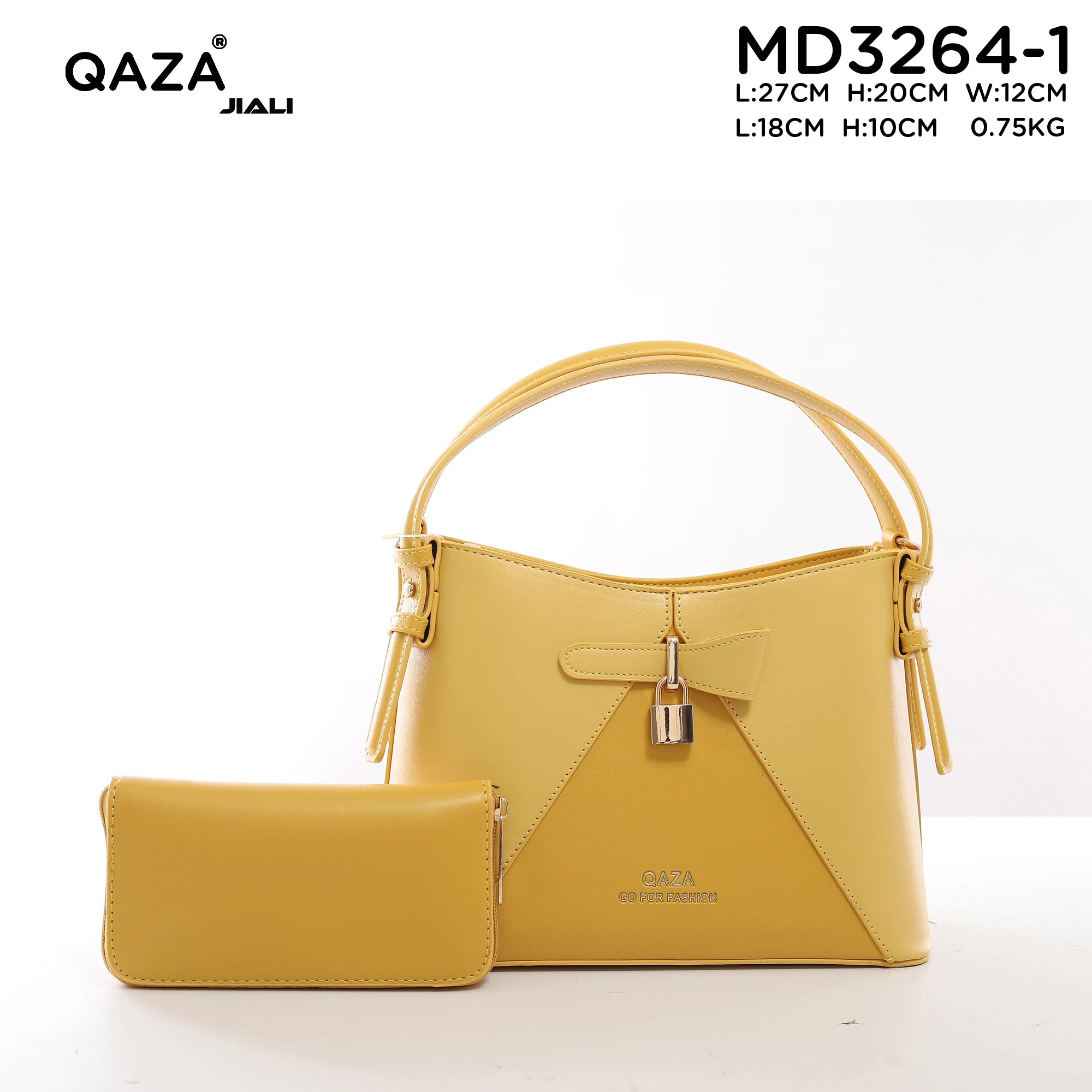 QAZA MD3264-1 Women PU Leather Contrast Splicing Top Handle Crossbody Bag Set