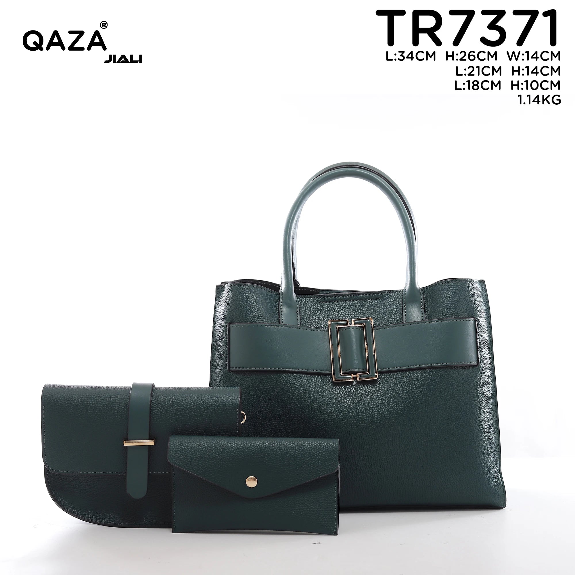 QAZA TR7371 Women PU Leather Crocodile Pattern Tote Bag Set