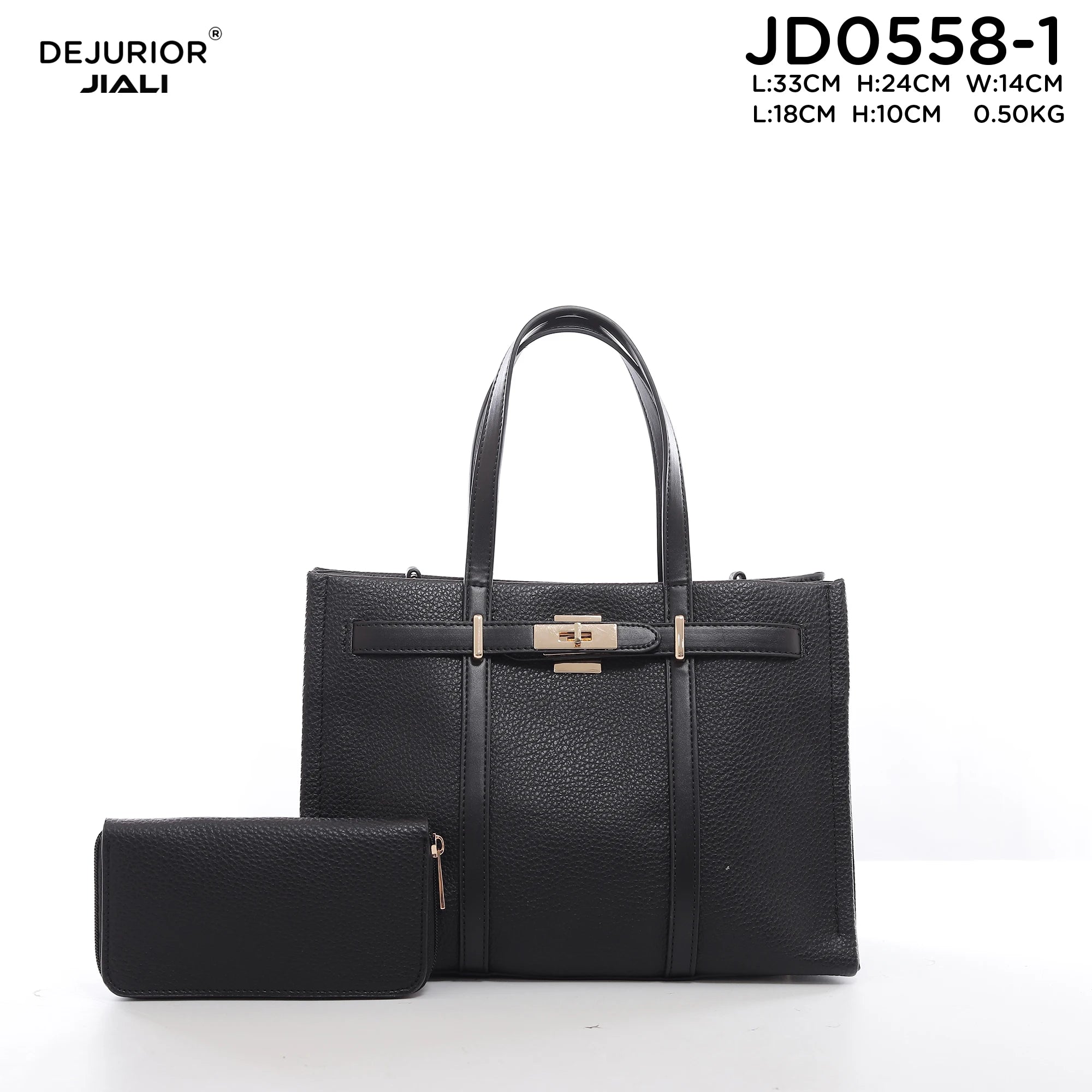 Women PU Leather Lychee Pattern 2-in-1 Tote Handbag Set