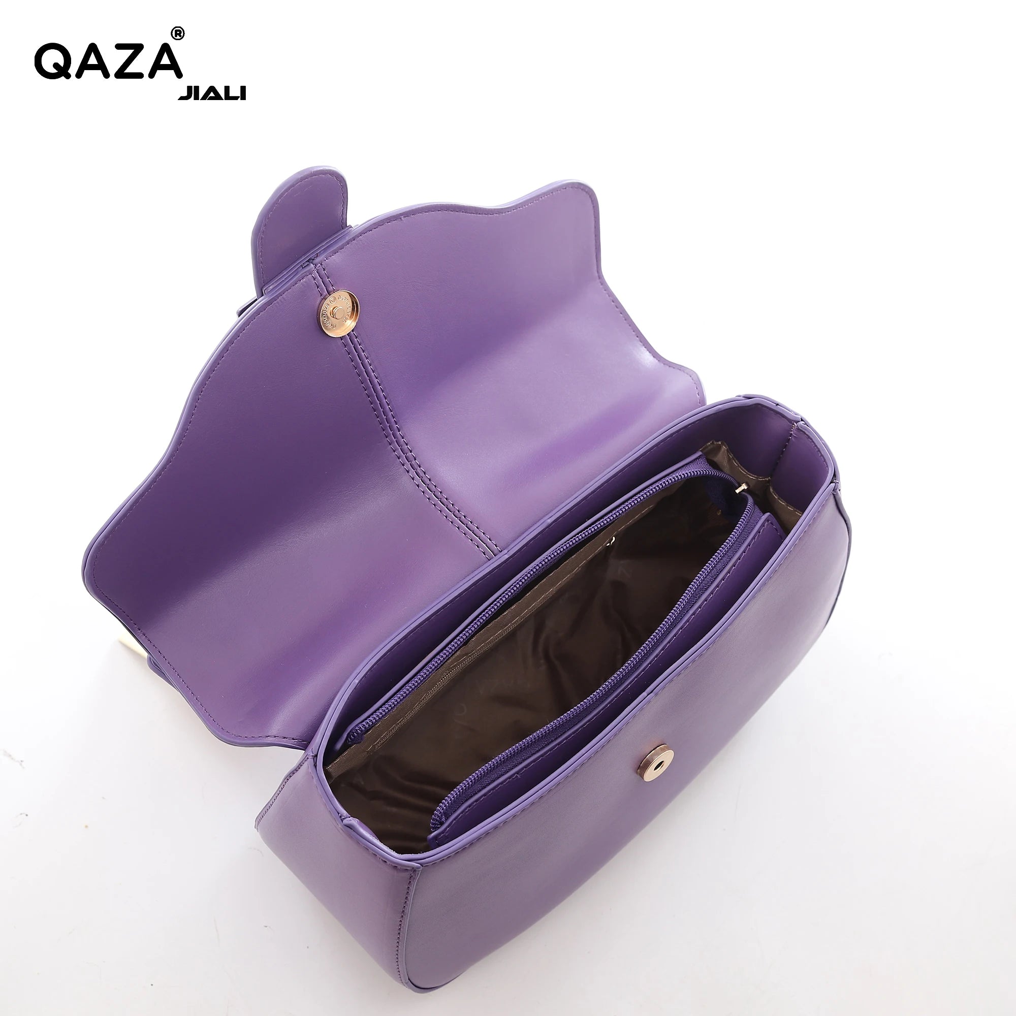 QAZA JD2634-1 Women PU Leather Contrast Color Half Moon Shoulder Bag Set