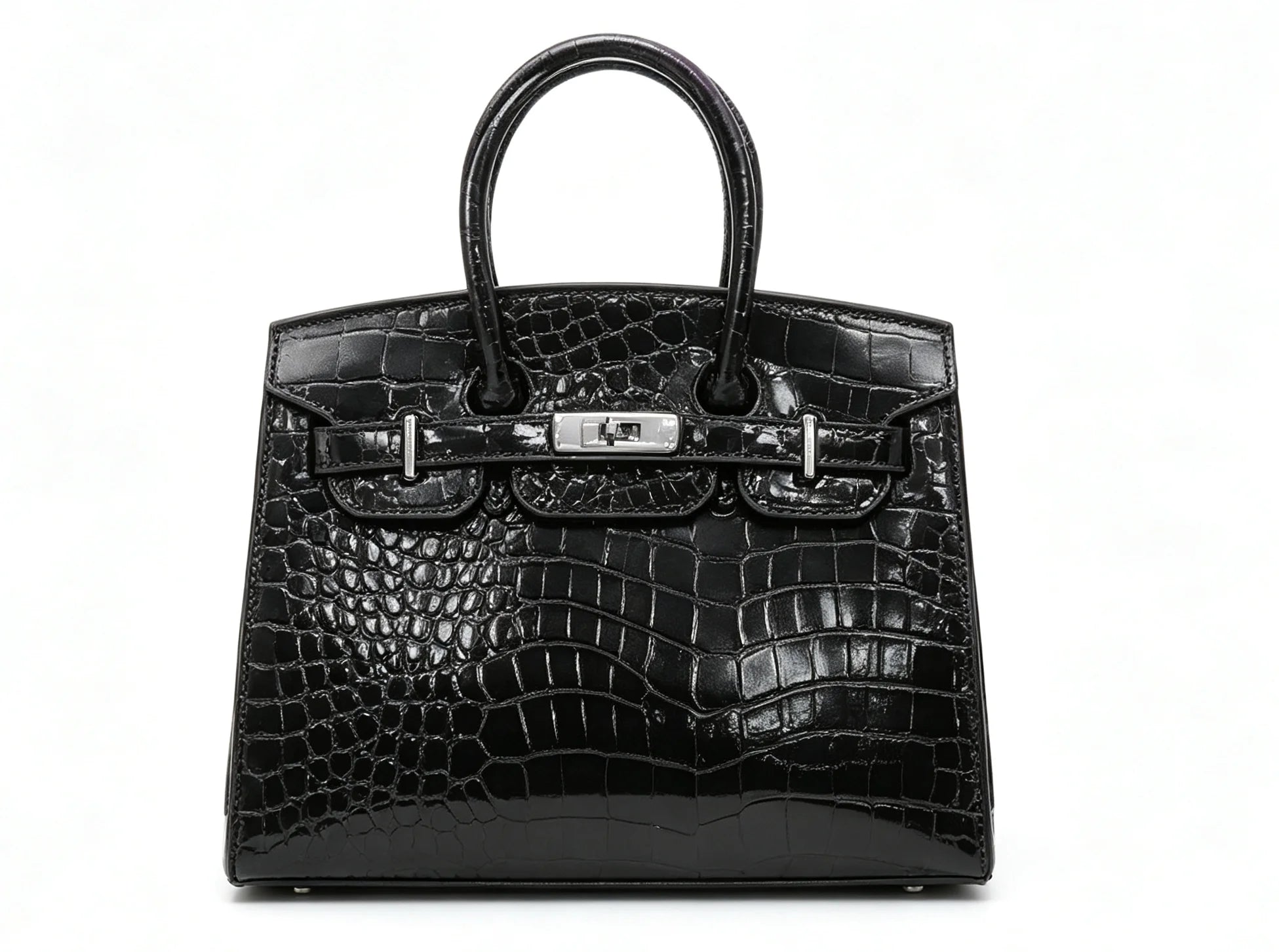 Women PU Leather Croc Embossed Top Handle Shoulder Bag WD3260