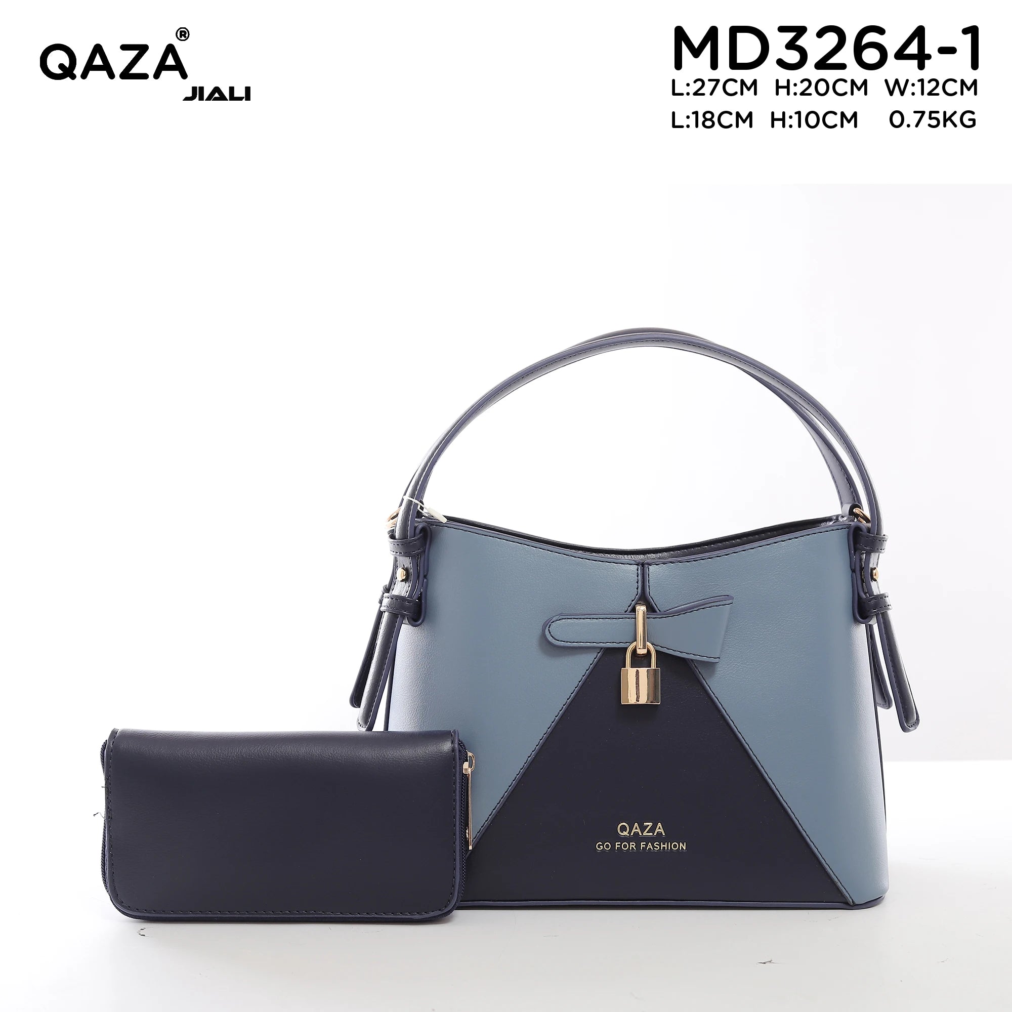 QAZA MD3264-1 Women PU Leather Contrast Splicing Top Handle Crossbody Bag Set