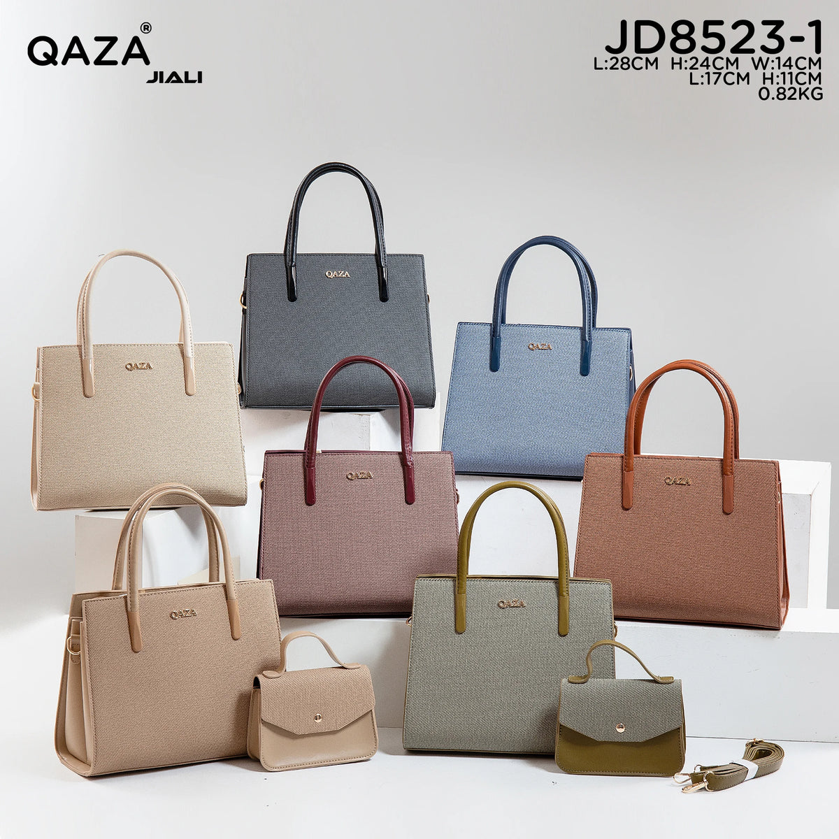 QAZA Women PU Leather Waterproof Flap Tote Shoulder Handbag
