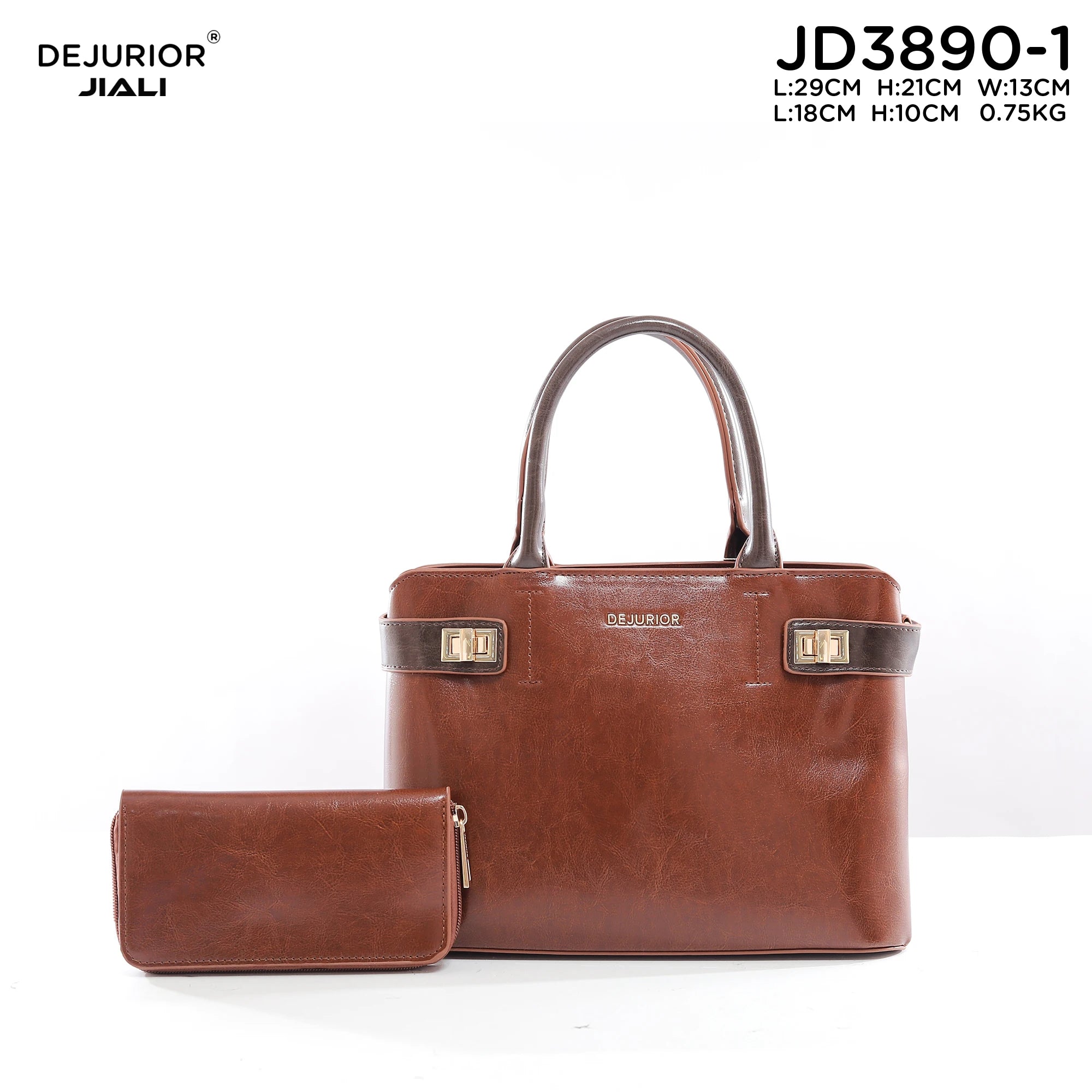 DEJURIOR JD3890-1 女士PU皮革锁扣单肩包 防水医生包 复古花纹