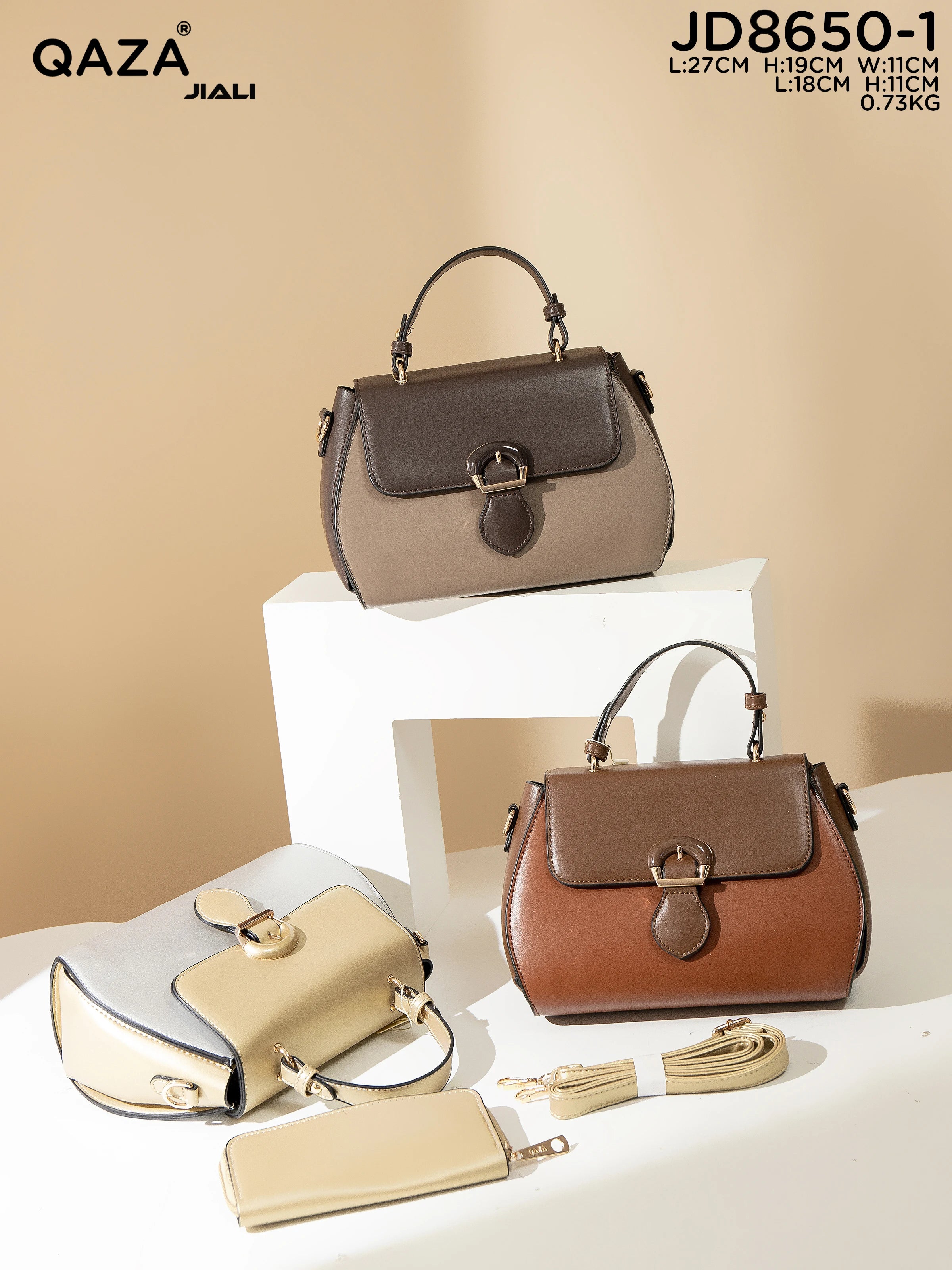 QAZA Women PU Leather 2-in-1 Lightweight Shoulder Messenger Handbag