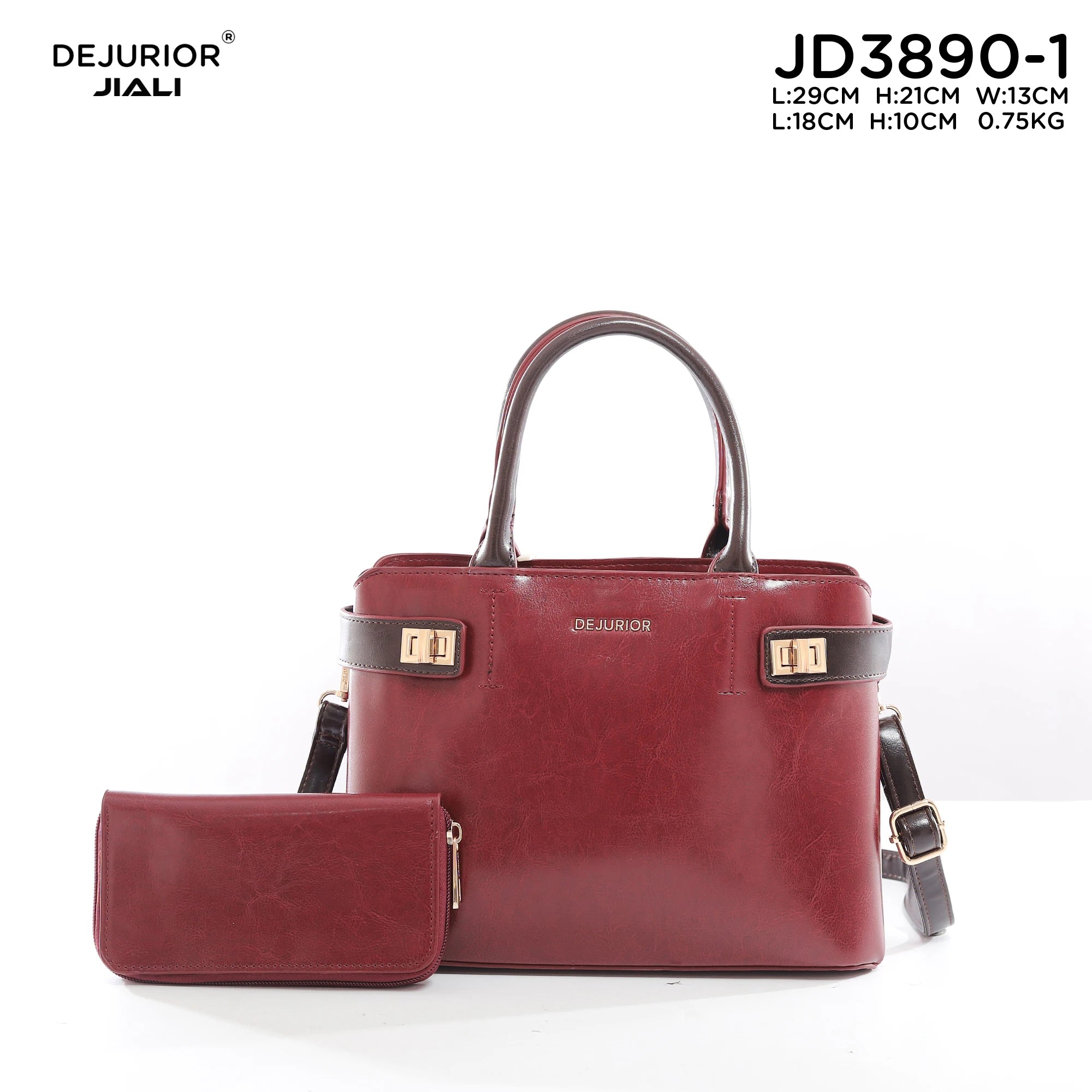 DEJURIOR JD3890-1 女士PU皮革锁扣单肩包 防水医生包 复古花纹