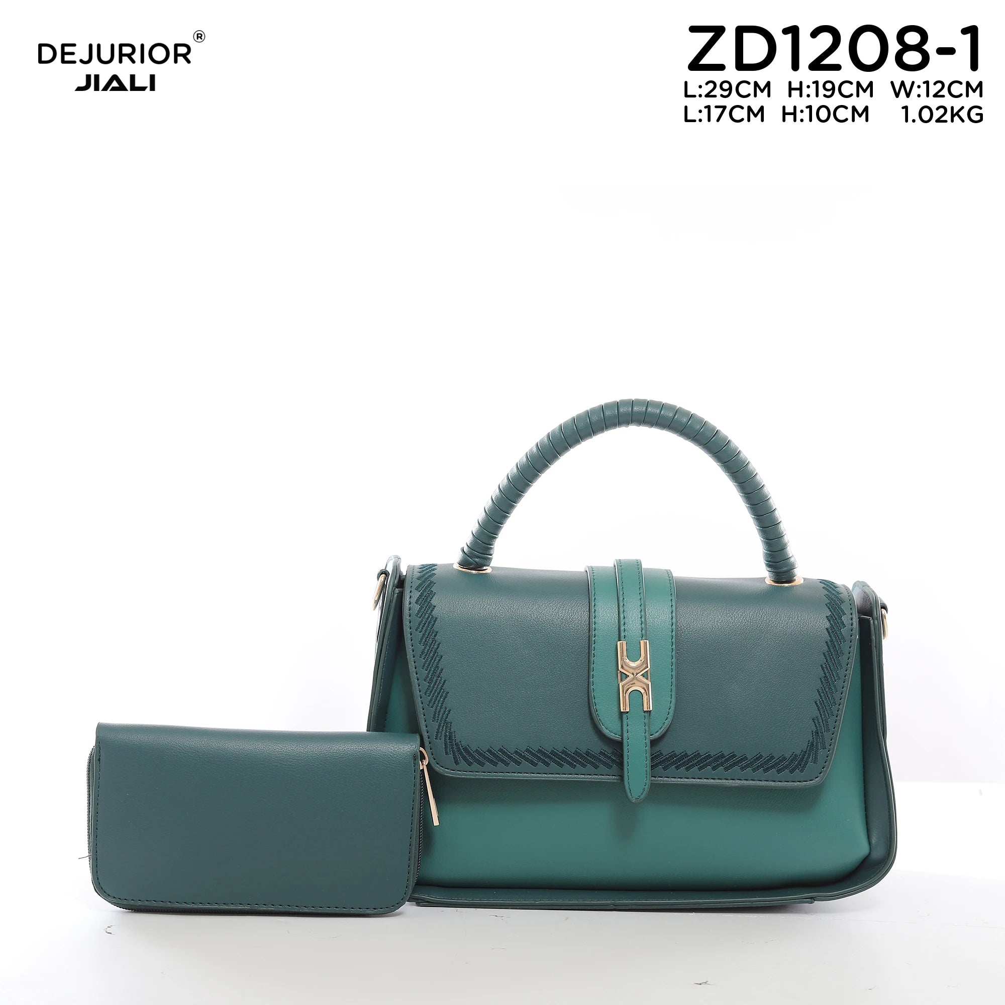 Women PU Leather Vintage Stitch Woven Handle Flip 2-in-1 Tote Work Bag