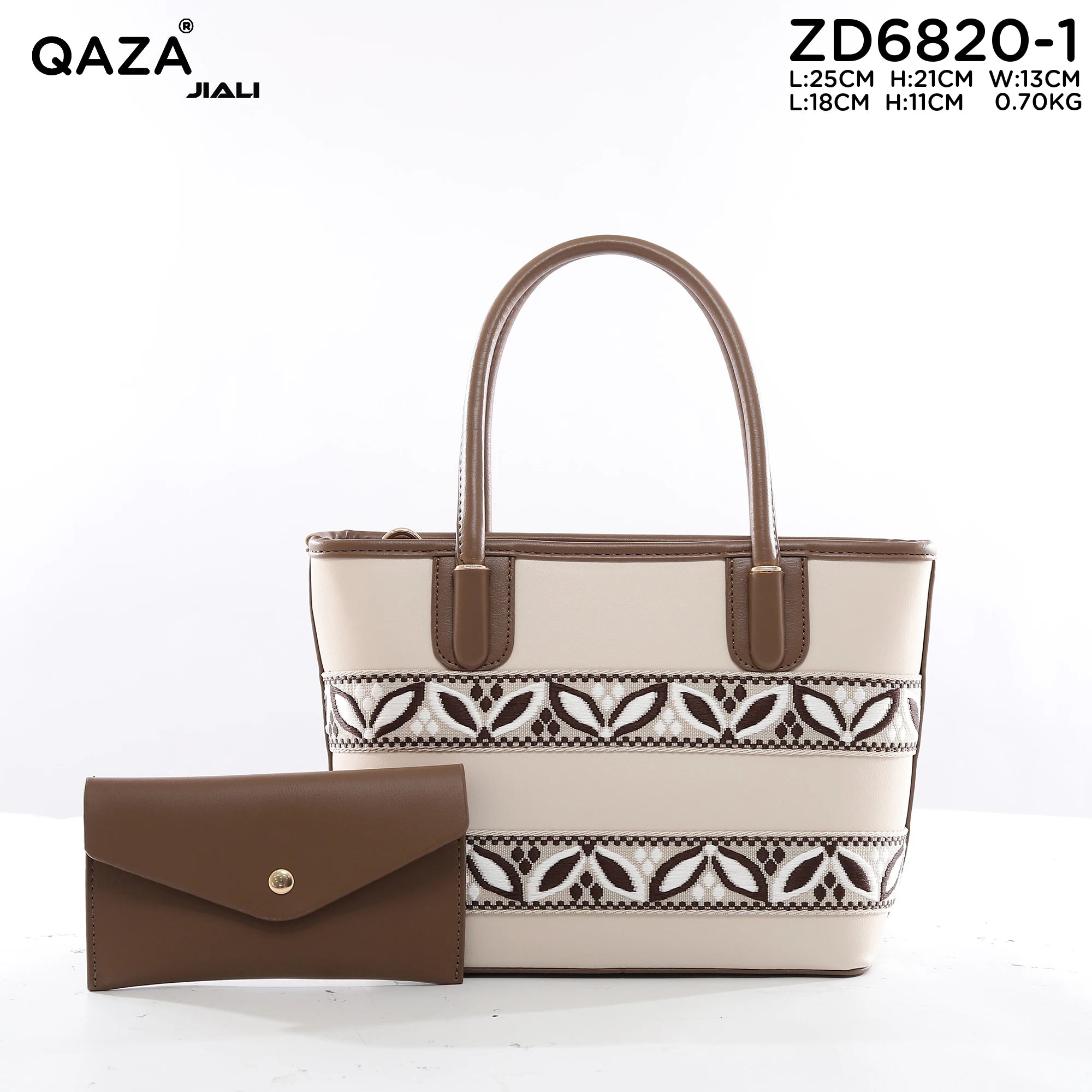 QAZA Women PU Leather Waterproof Large Capacity Zipper Tote Handbag