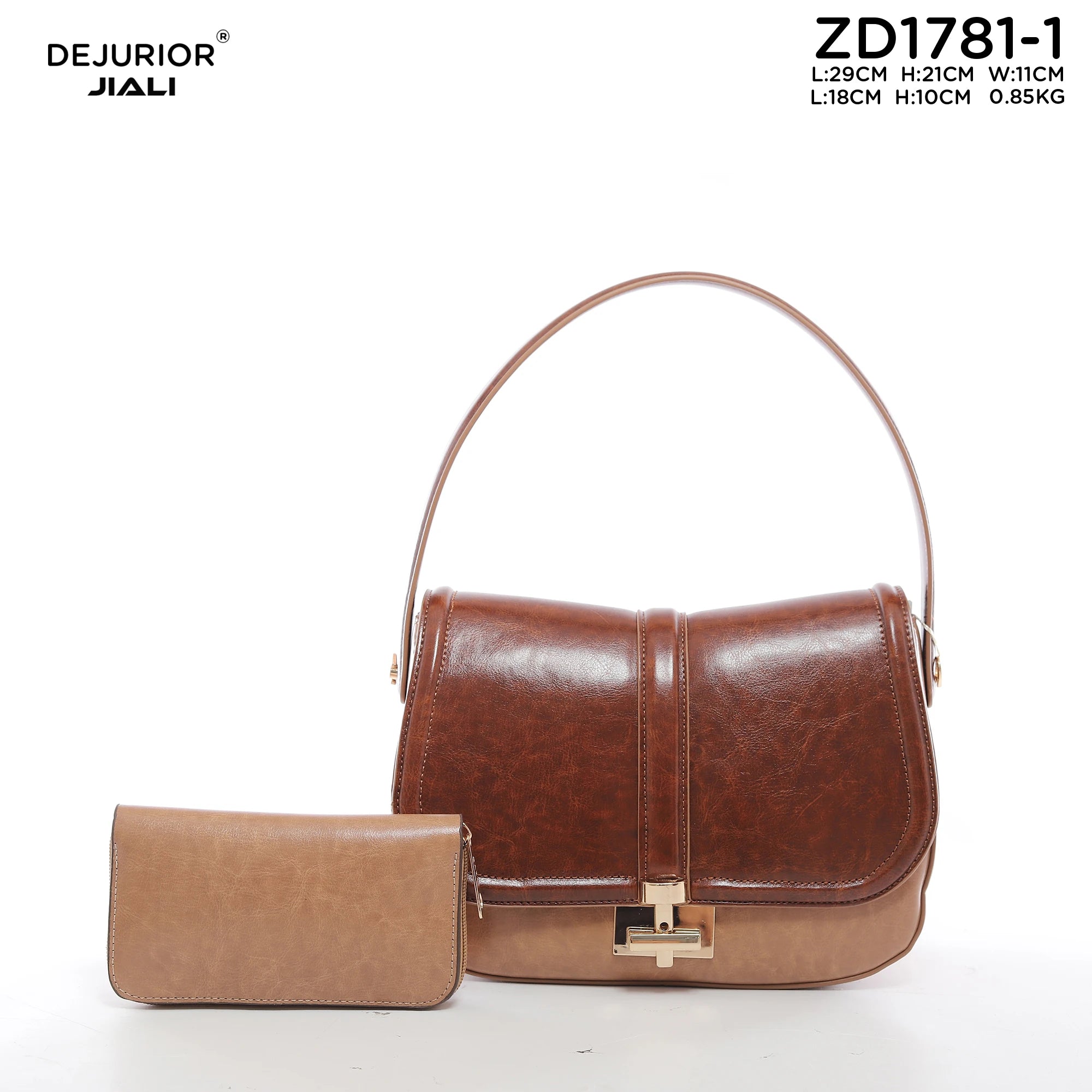 QAZA ZD1781-1 Women PU Leather Vintage 2-in-1 Shoulder Crossbody Bag