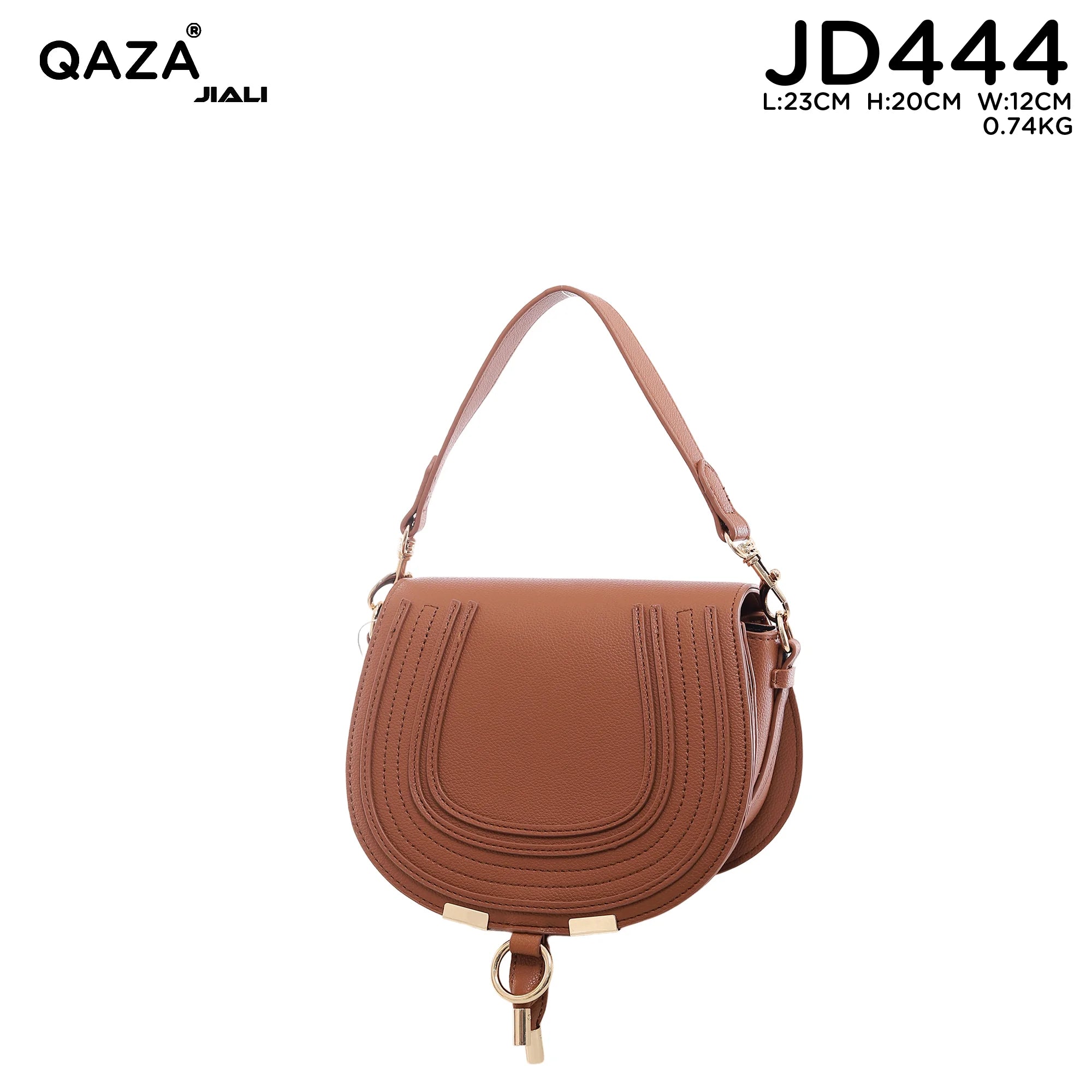 QAZA JD444 Women PU Leather Horseshoe Stitching Saddle Crossbody Bag
