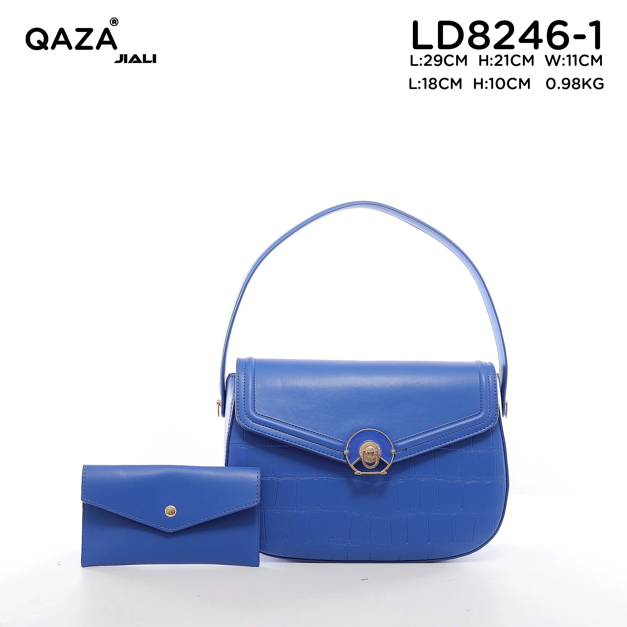 QAZA Women PU Leather Retro Crocodile Shoulder Handbag