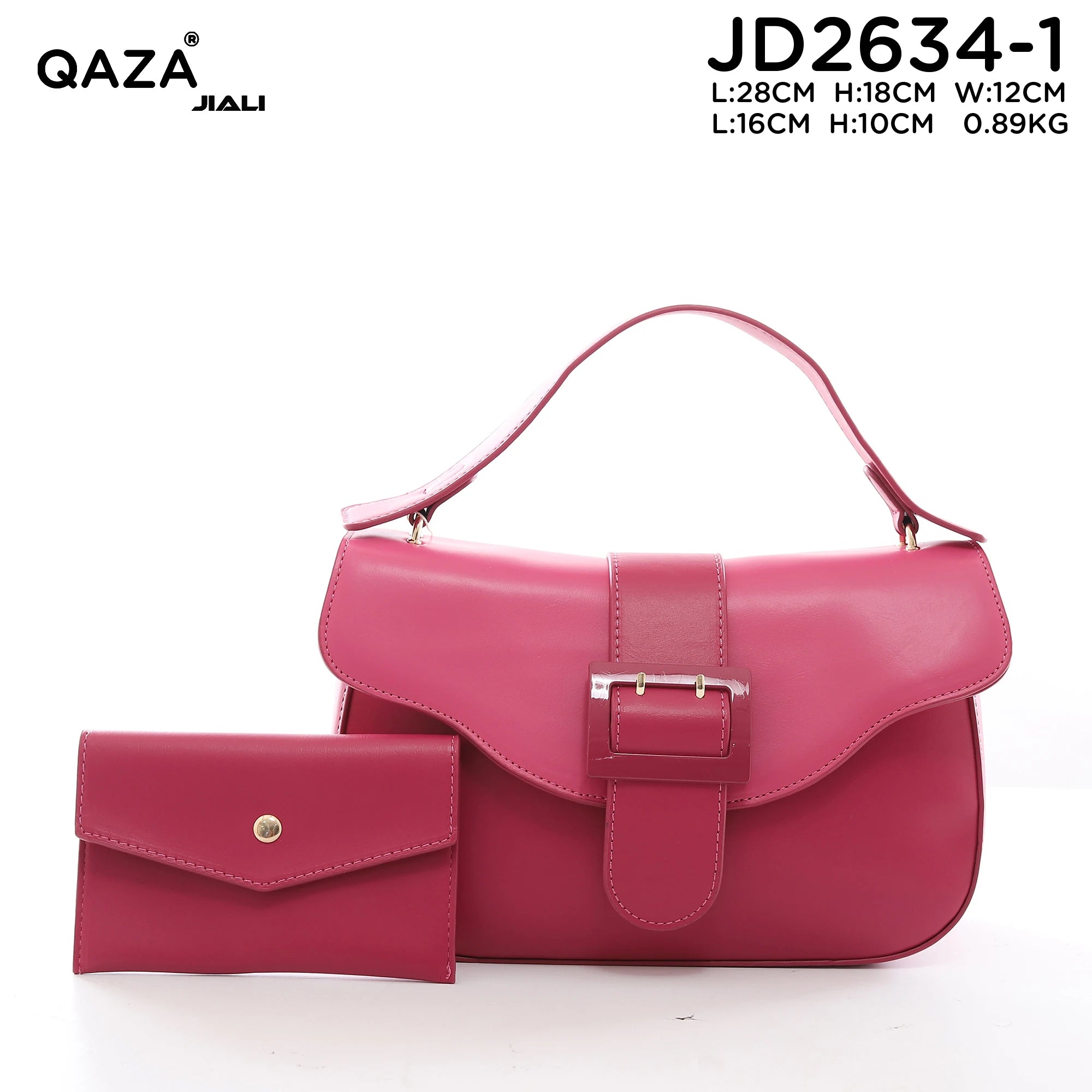 QAZA JD2634-1 Women PU Leather Contrast Color Half Moon Shoulder Bag Set