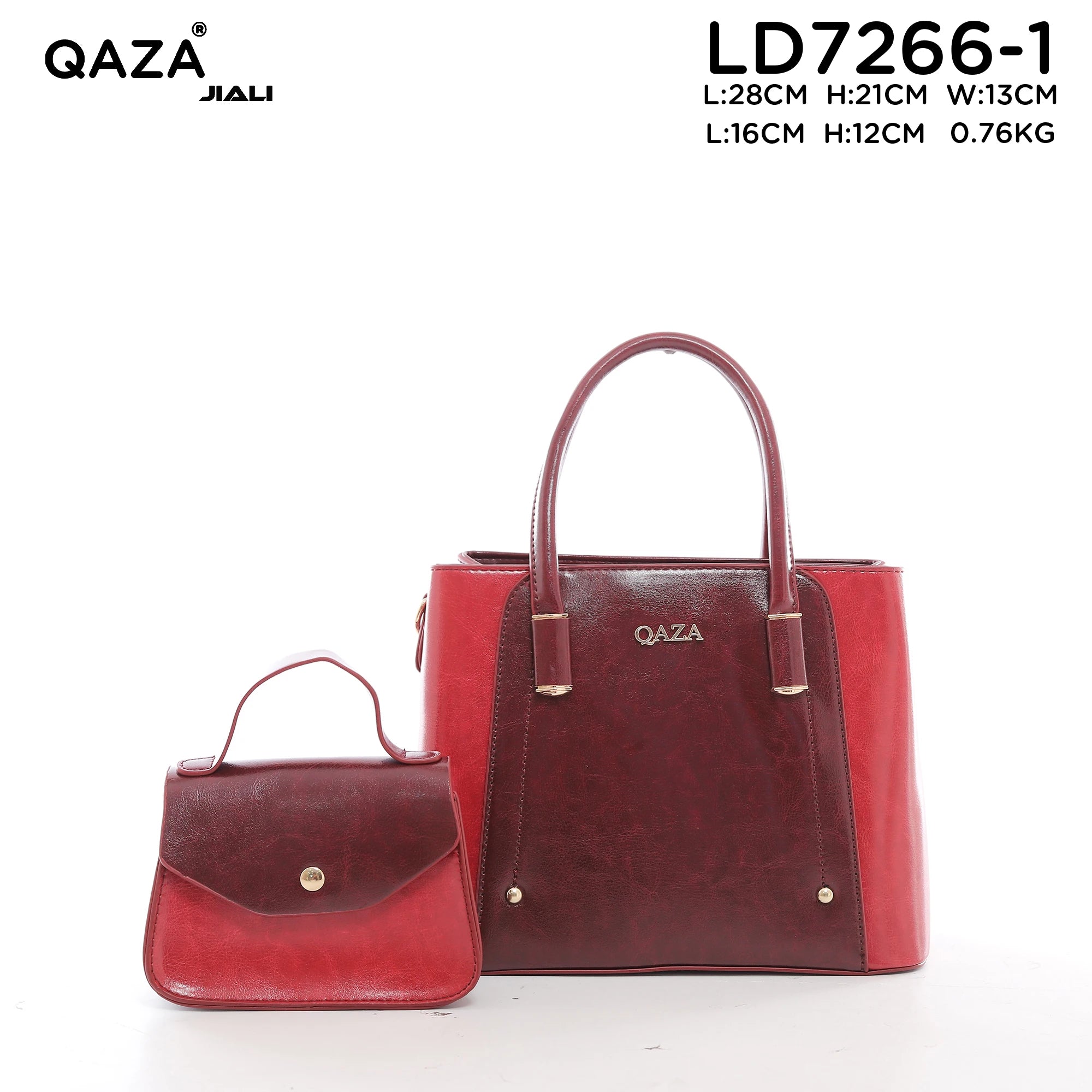 QAZA Women PU Leather Minimalist 3-in-1 Tote Shoulder Handbag Set