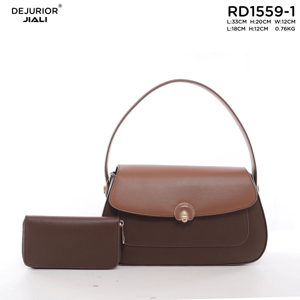 QAZA Women PU Leather Flap 2-in-1 Shoulder Bag Handbag Set
