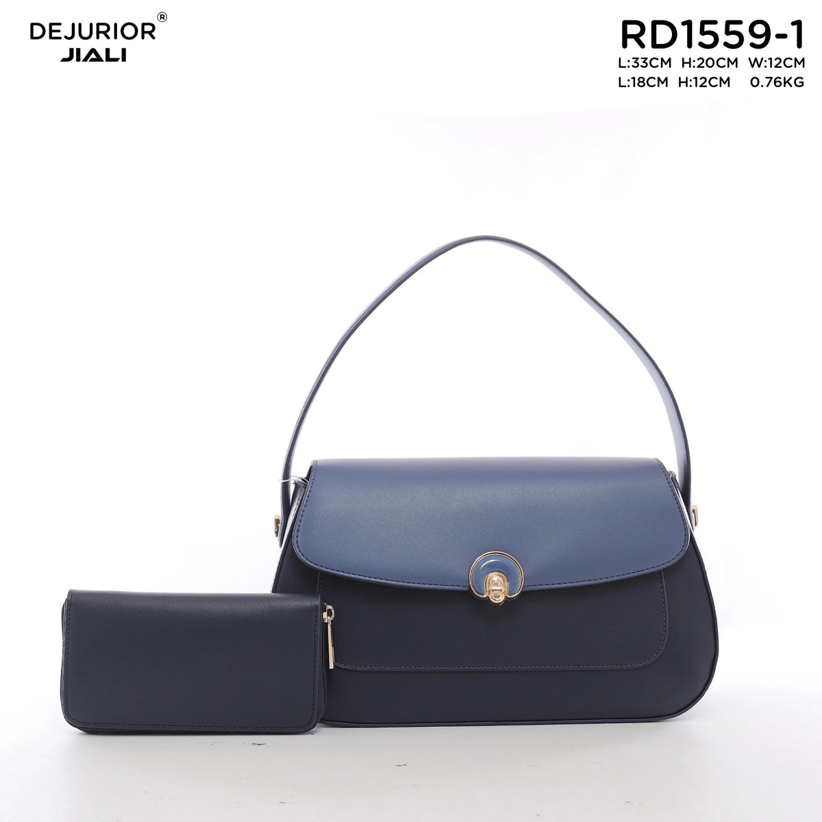 QAZA Women PU Leather Flap 2-in-1 Shoulder Bag Handbag Set