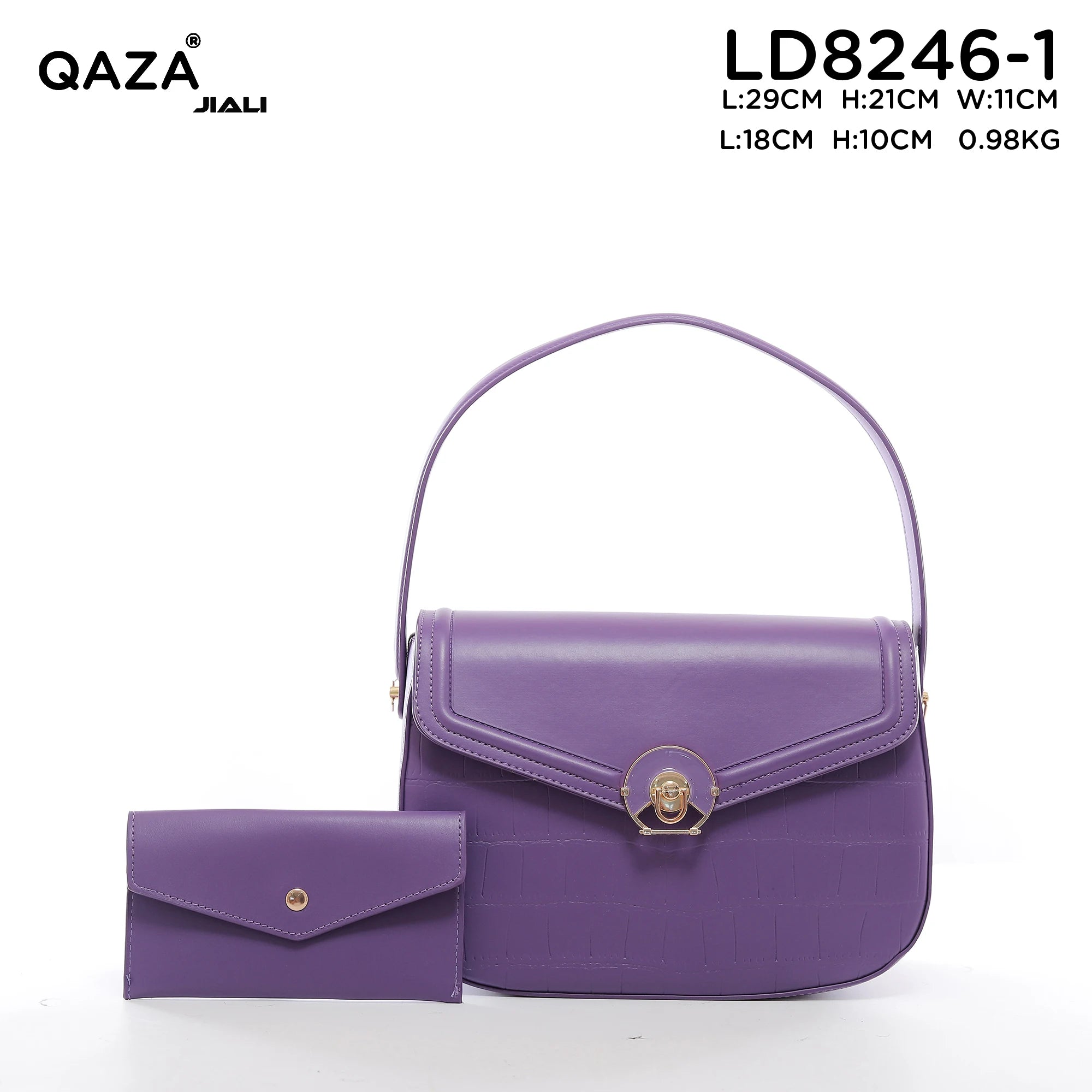 QAZA Women PU Leather Retro Crocodile Shoulder Handbag