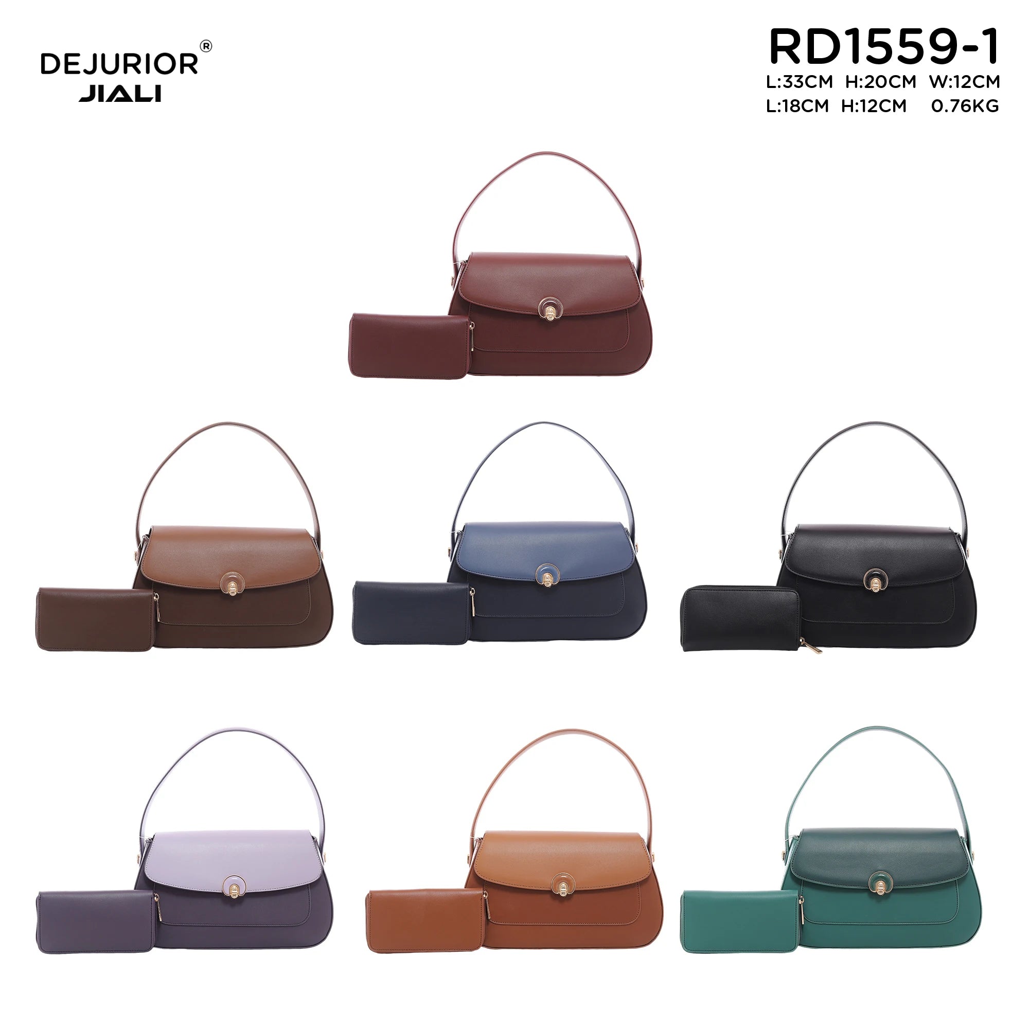 QAZA Women PU Leather Flap 2-in-1 Shoulder Bag Handbag Set