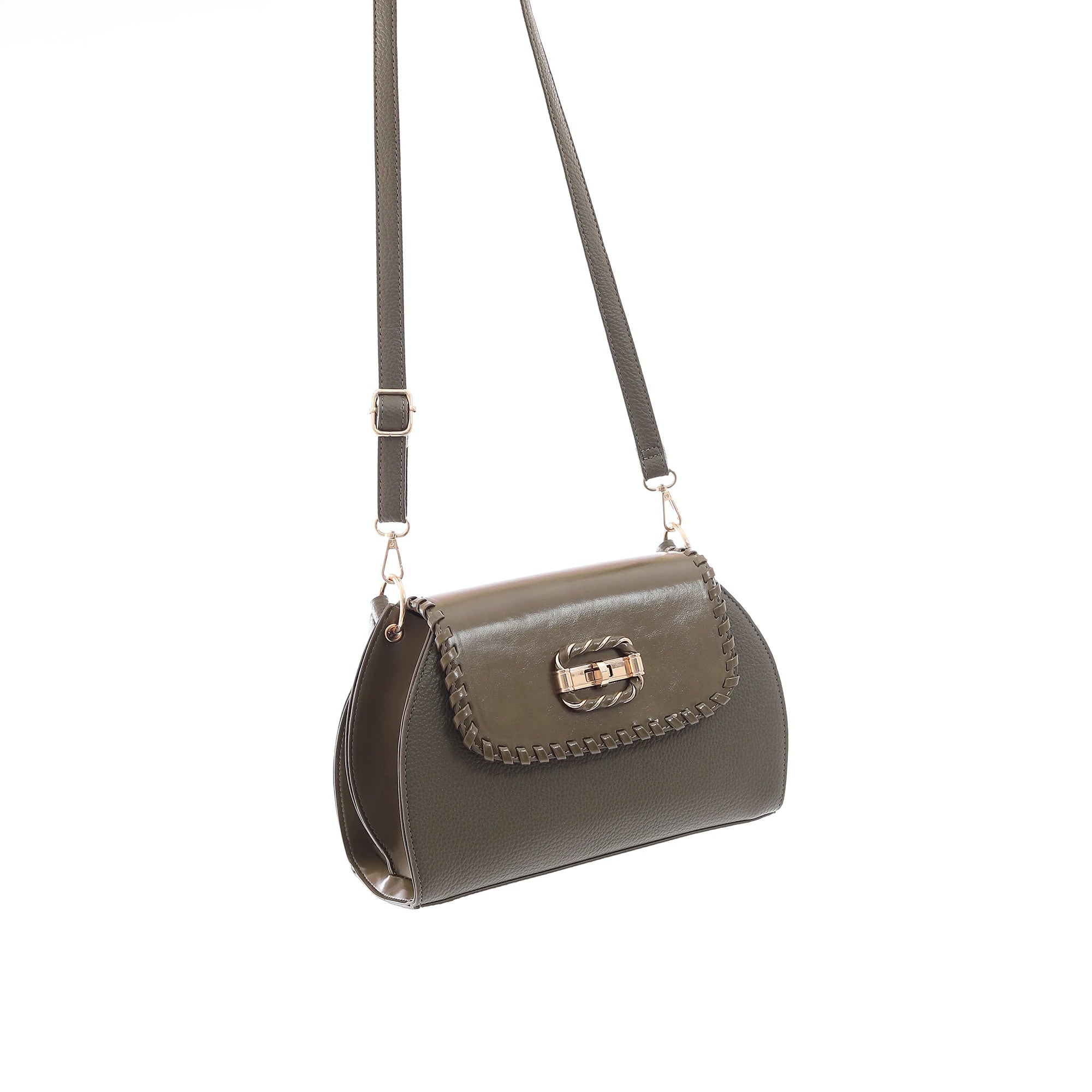 Women PU Leather Braided Trim Handbag Set with Wallet