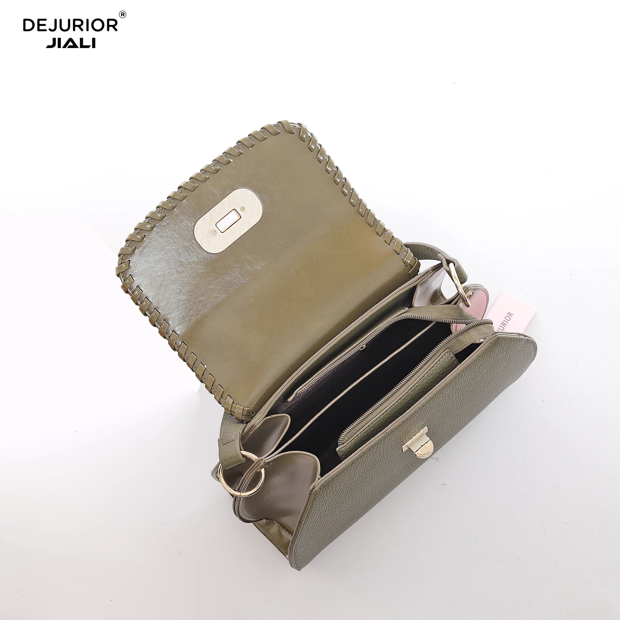 Women PU Leather Braided Trim Handbag Set with Wallet