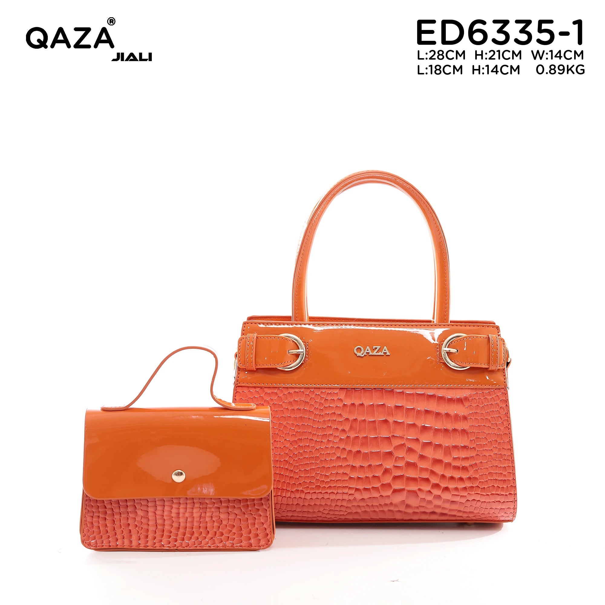 QAZA ED6335-1 Women PU Leather Crocodile Embossed Tote Handbag Set