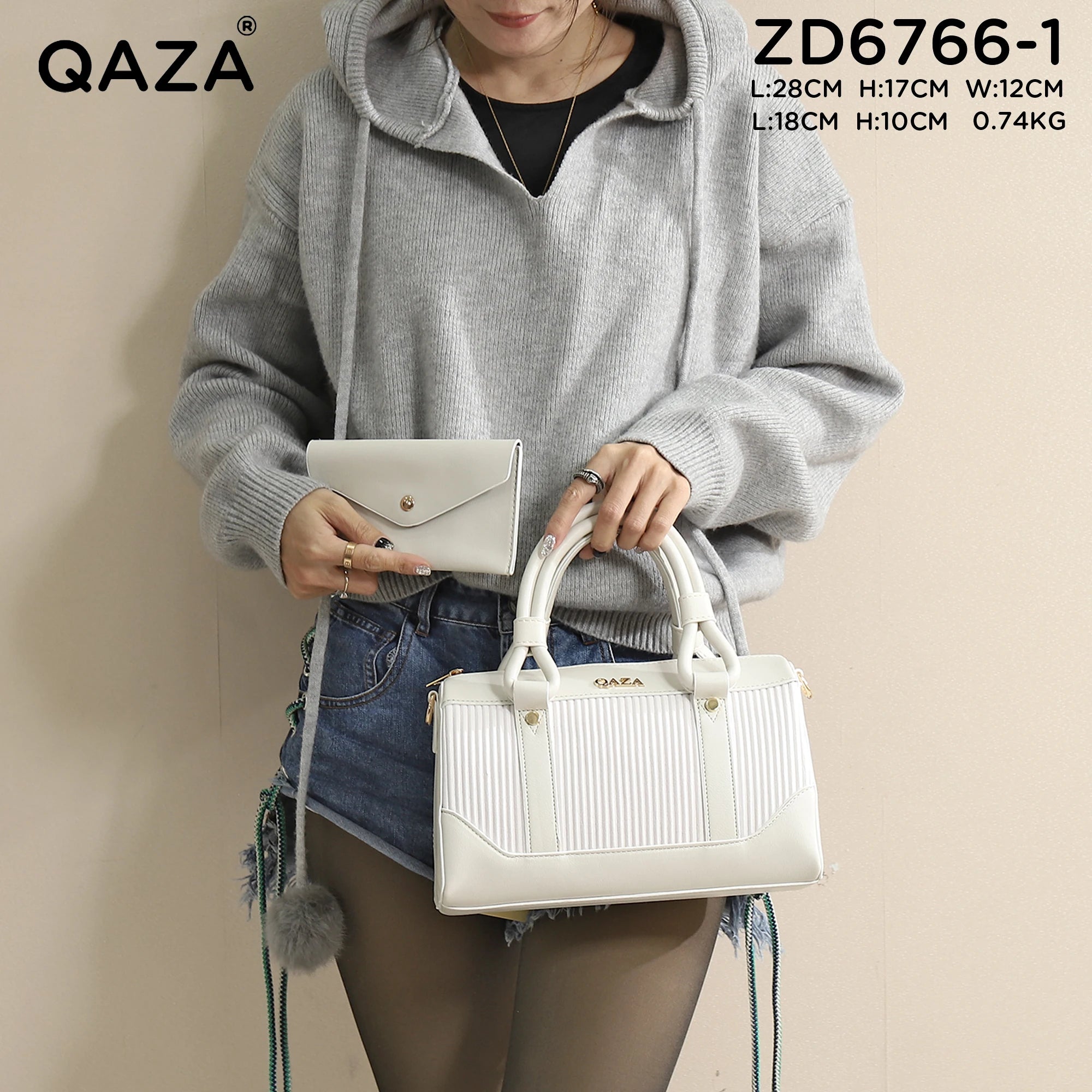 QAZA ZD6766-1 Women PU Leather Saddle Crossbody Shoulder Handbag