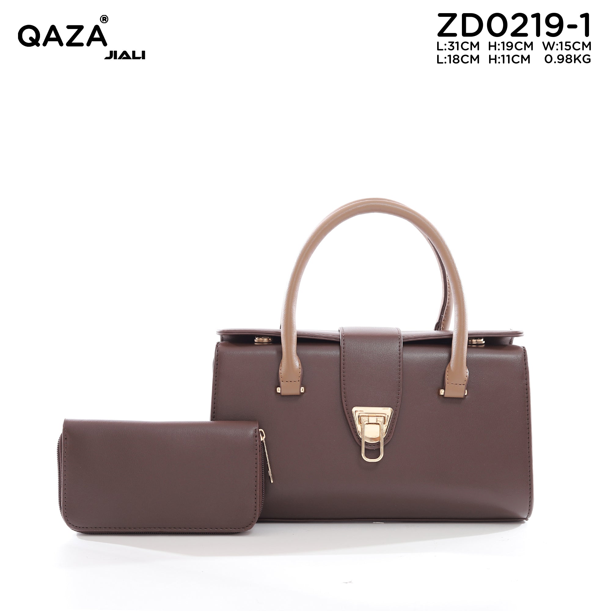 QAZA ZD0219-1 Women PU Leather Alligator Pattern Tote Bag Set