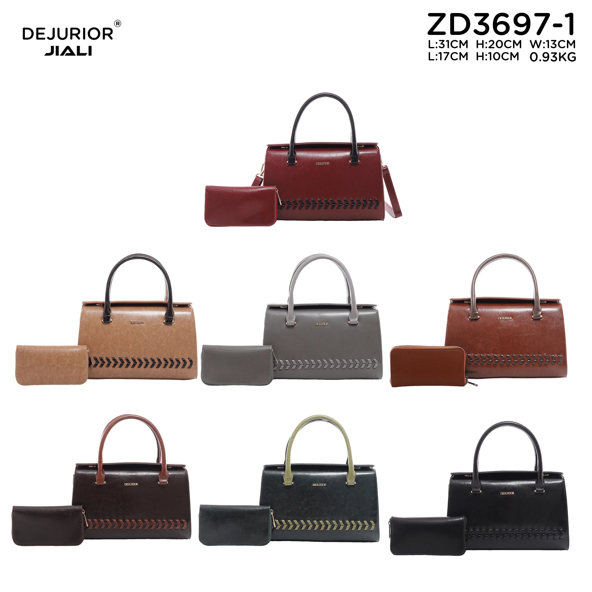 QAZA Women PU Leather 2-in-1 Quilted Tote Shoulder Handbag Set