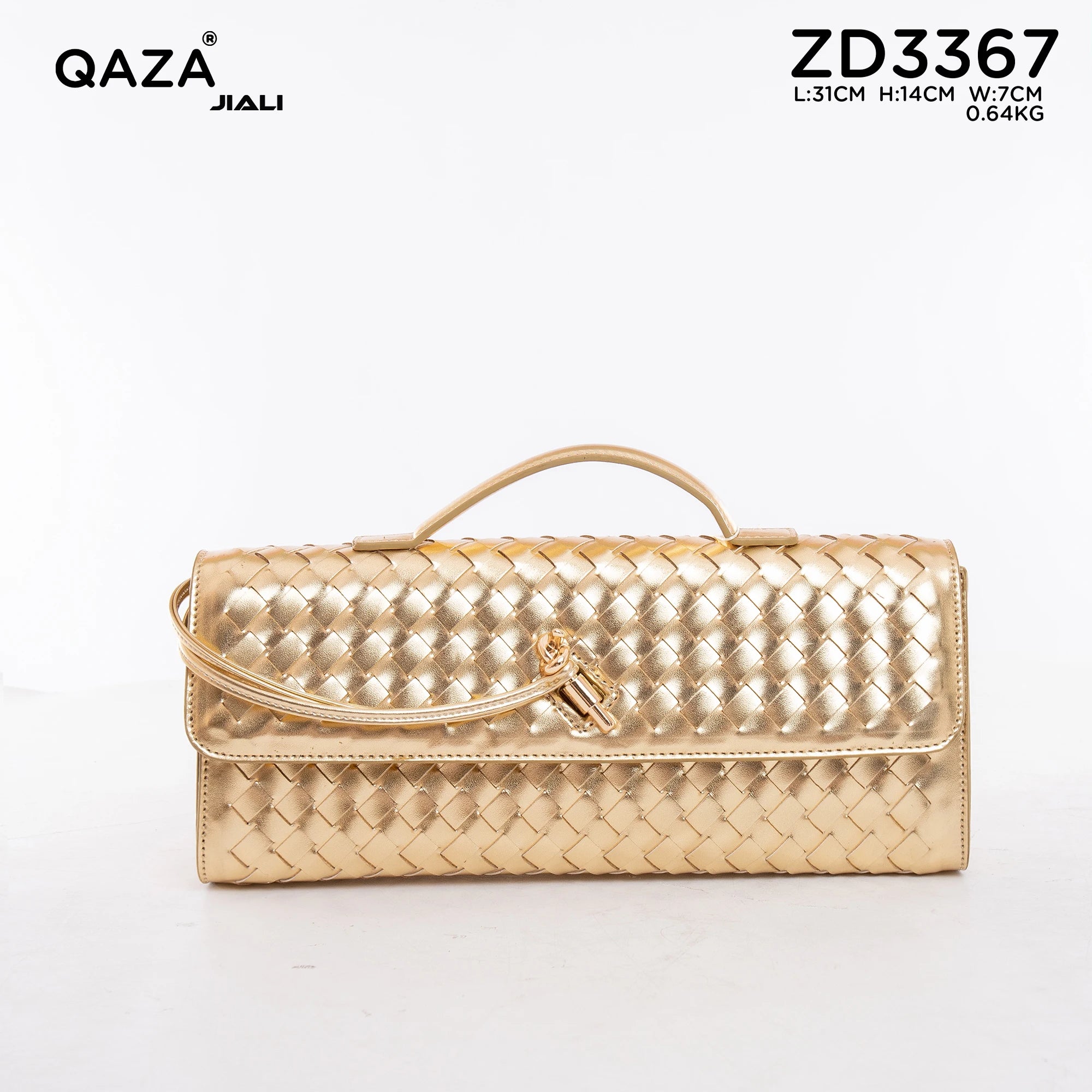 QAZA ZD3367 Women PU Leather Diamond Lattice Chain Shoulder Handbag