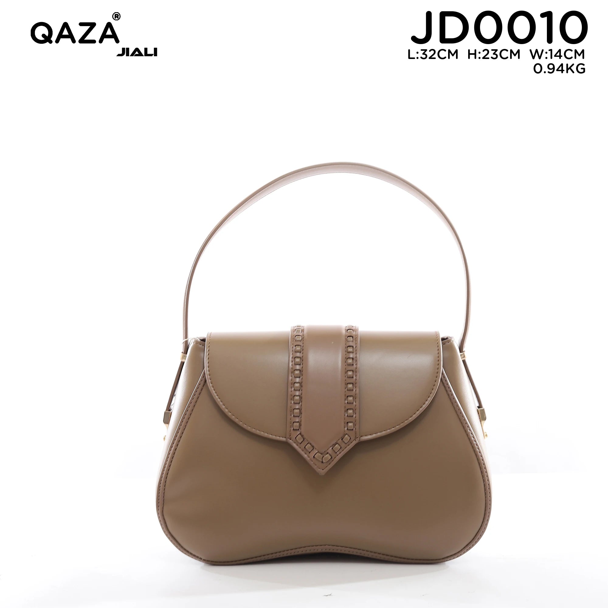 QAZA Women PU Leather Retro Rivet Flap Underarm Shoulder Handbag