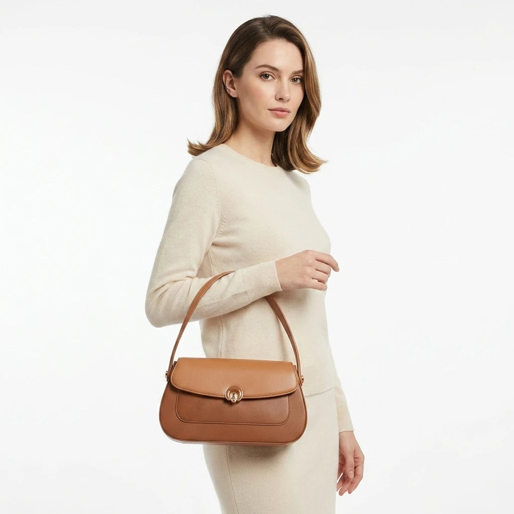 QAZA Women PU Leather Flap 2-in-1 Shoulder Bag Handbag Set