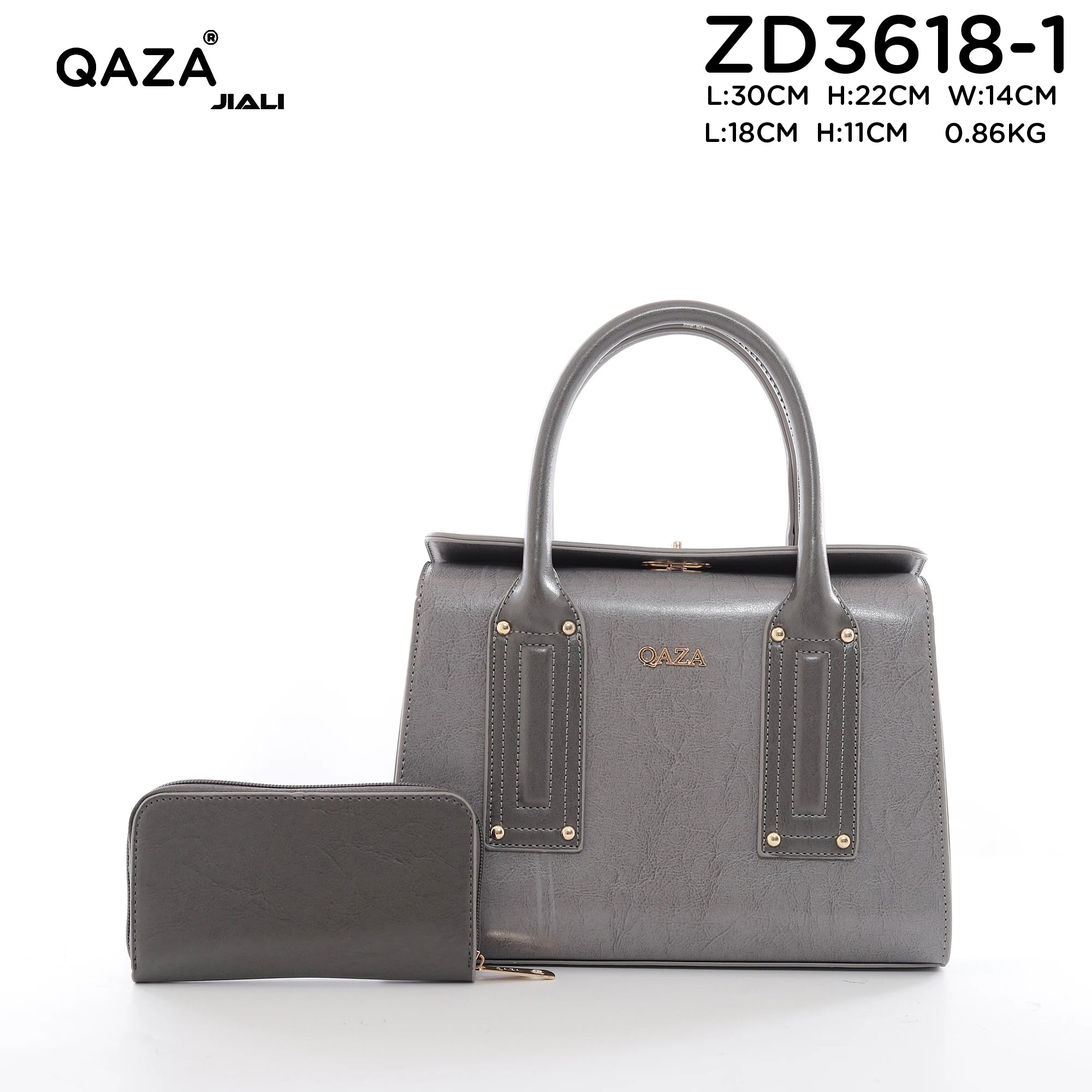 QAZA ZD3618-1 Women PU Leather Saffiano Tote Bag Set With Wallet